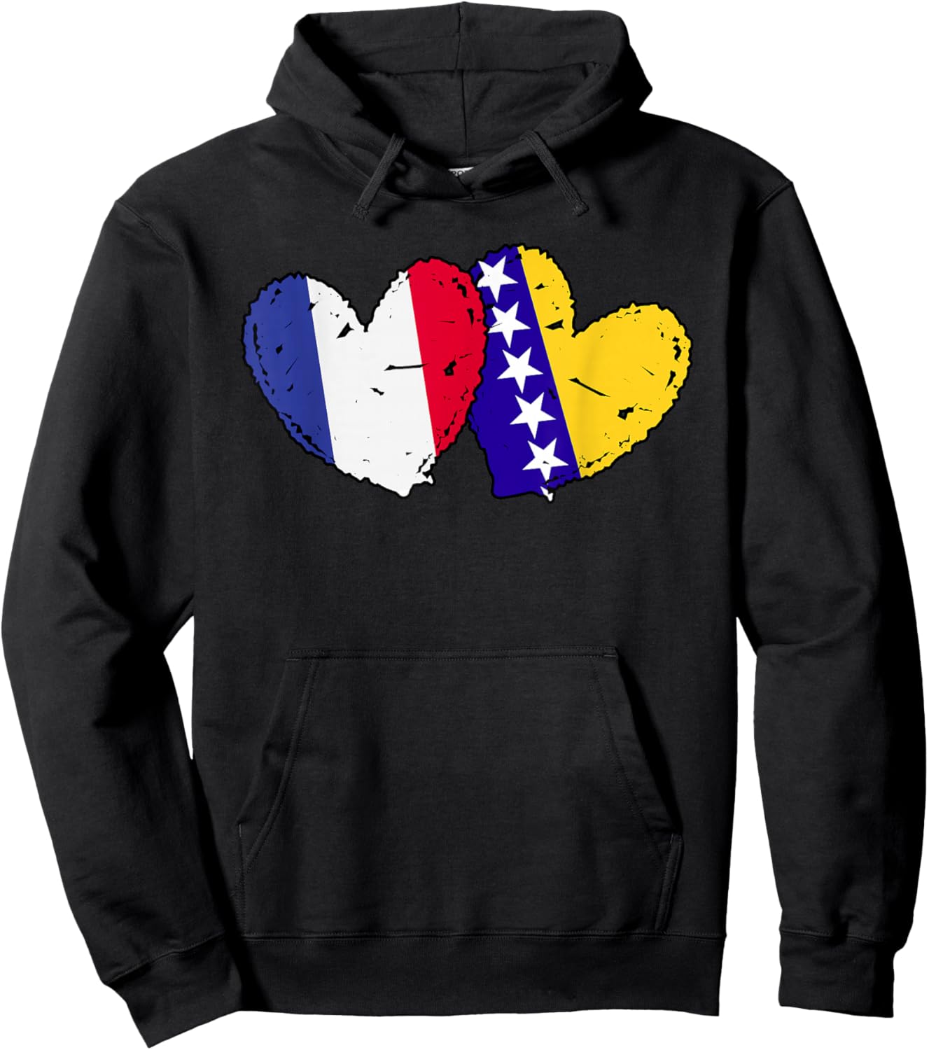 France Bosnia and Herzegovina Heart Flag French Bosnian Hoodie - Hoodie | Black