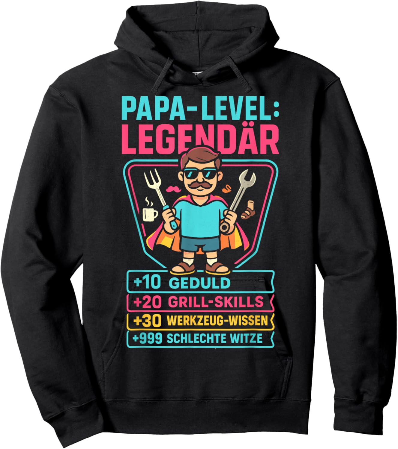 Papa Geschenk Papa Vatertag Shirt Herren Lustig Papa Hoodie - Hoodie | Black