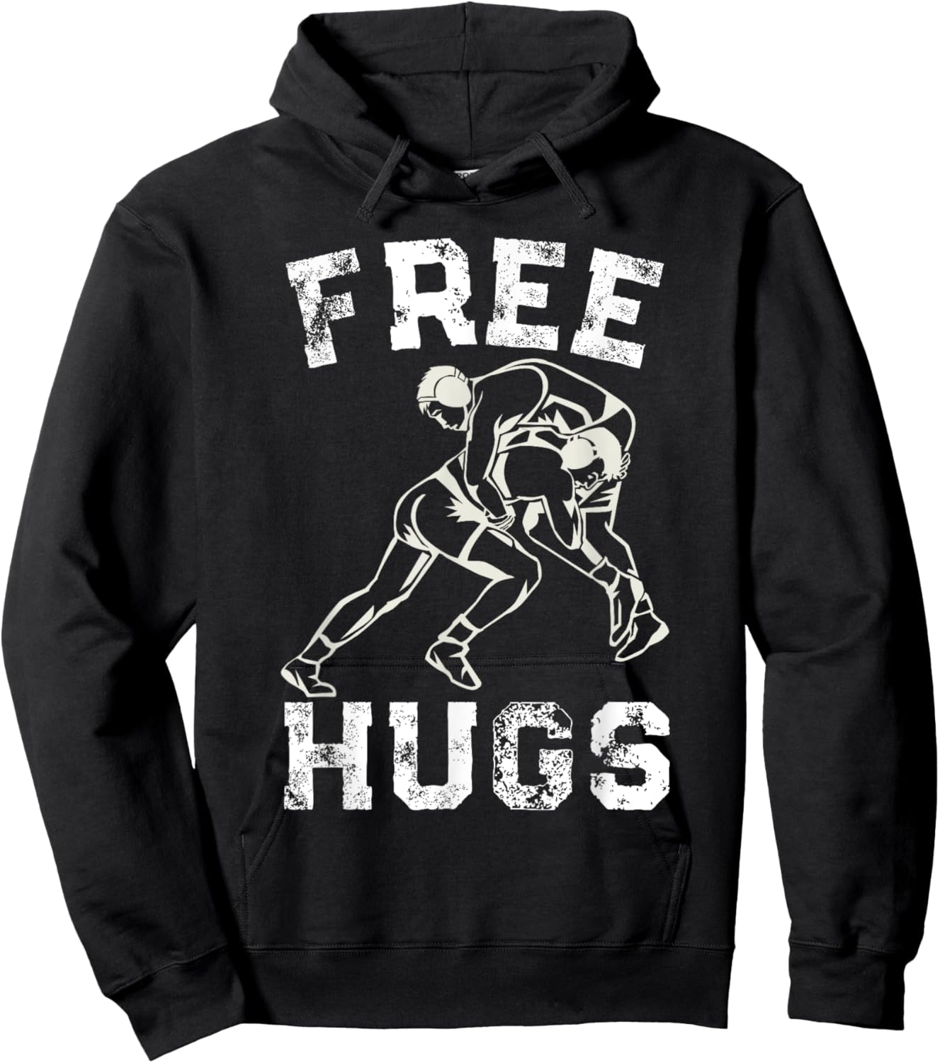 Funny Wrestling Humor Free Hug Wrestlers Distressed Hoodie - Hoodie | Black