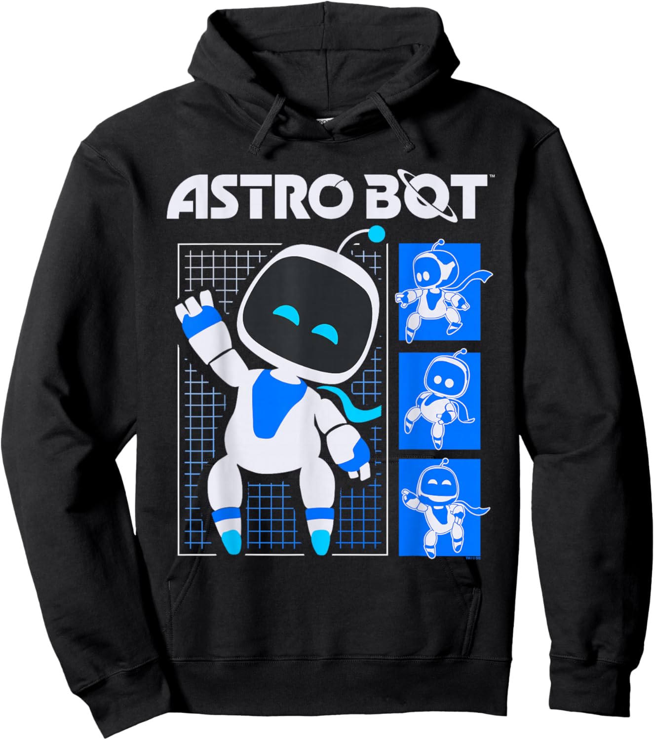 Astro Bot Pose Grid Collage with Logo Video Game Hoodie - Hoodie | Black