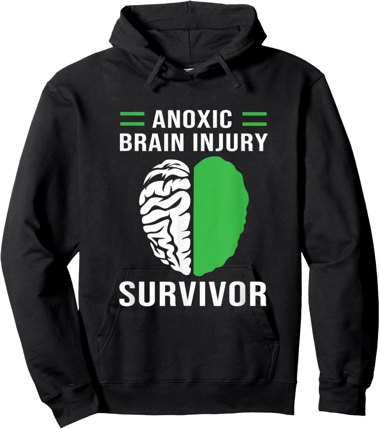 Green Human Brain Anoxic Brain Injury Hoodie - Hoodie | Black