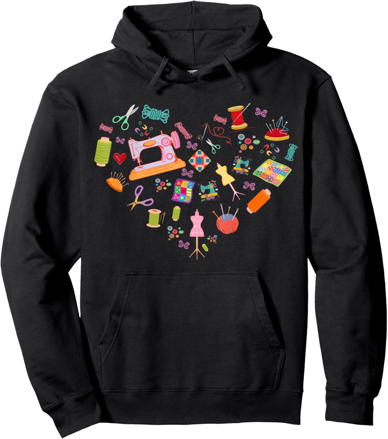 Sewing Quilting Machine Quilters Funny Sewing Lover heart Hoodie - Hoodie | Black