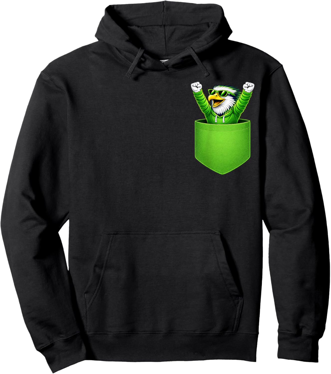 Cute Sea Hawk in Pocket Men Women Kids Hoodie - Hoodie | Black