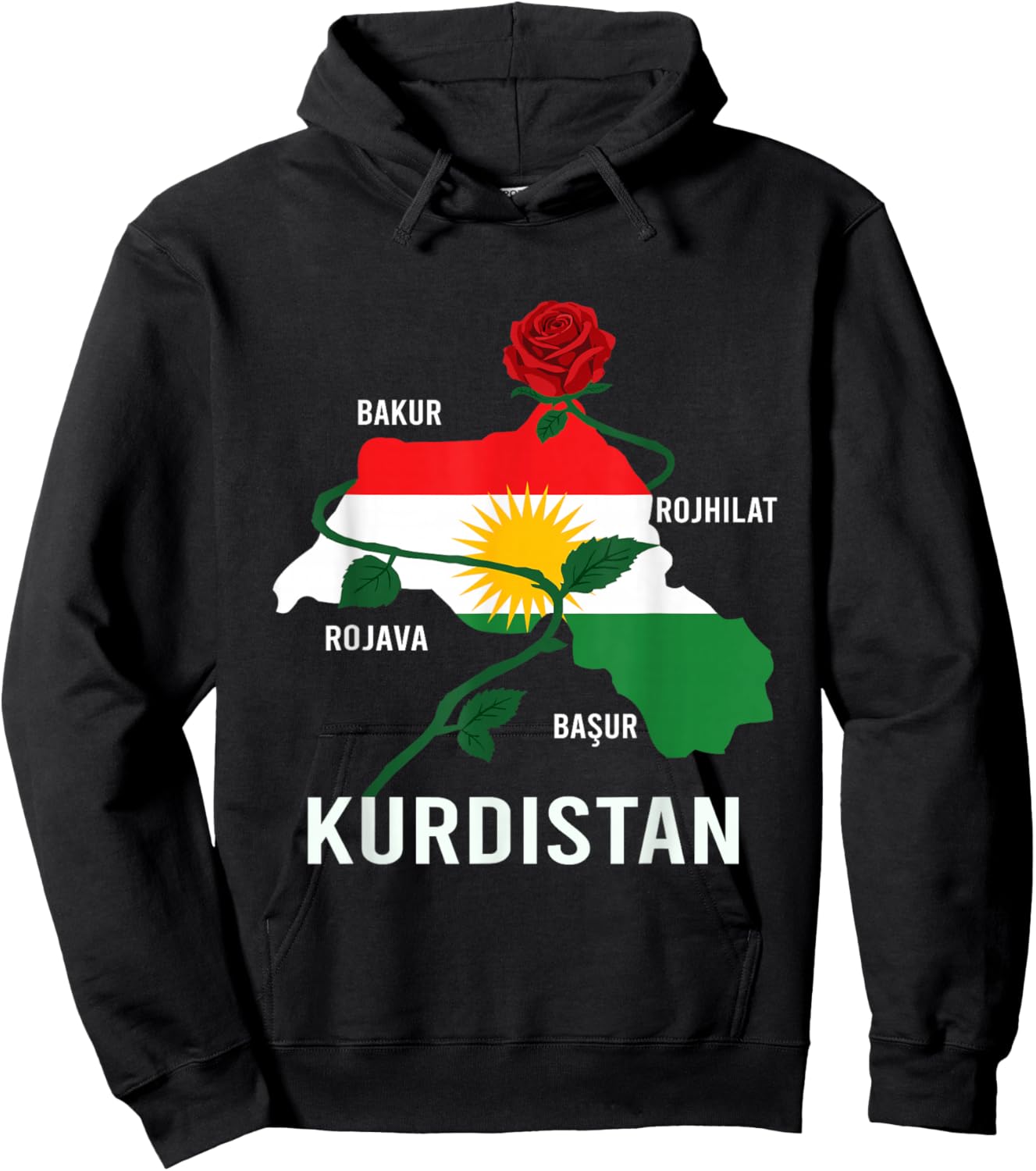 Kurdistan-Flagge Nowruz, Bakur Rojava Bashur, i Love Kurdistan Hoodie - Hoodie | Black