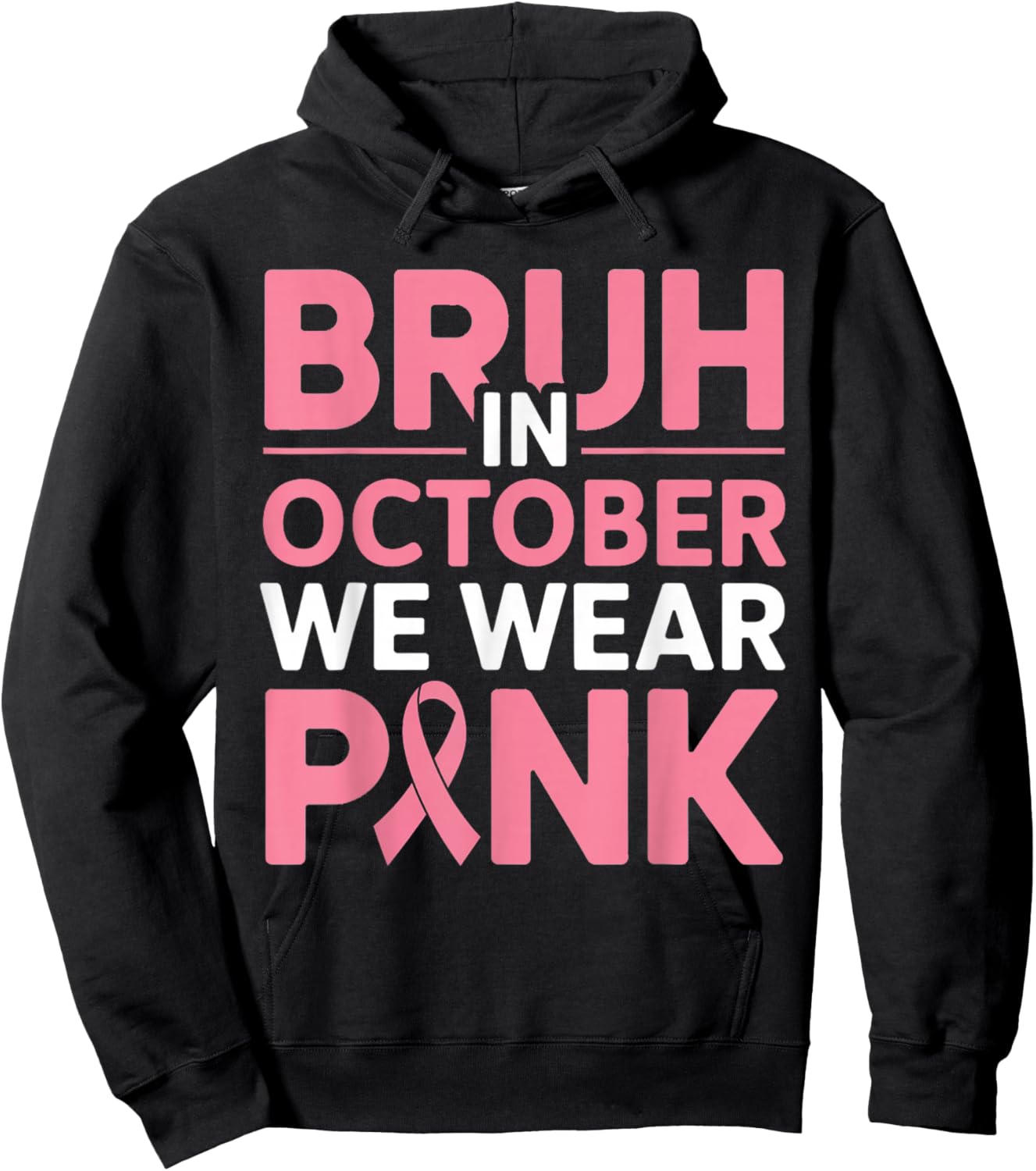 Breast Cancer Shirts for Boys Kids Bruh in October Wear Pink Hoodie - Hoodie | Black