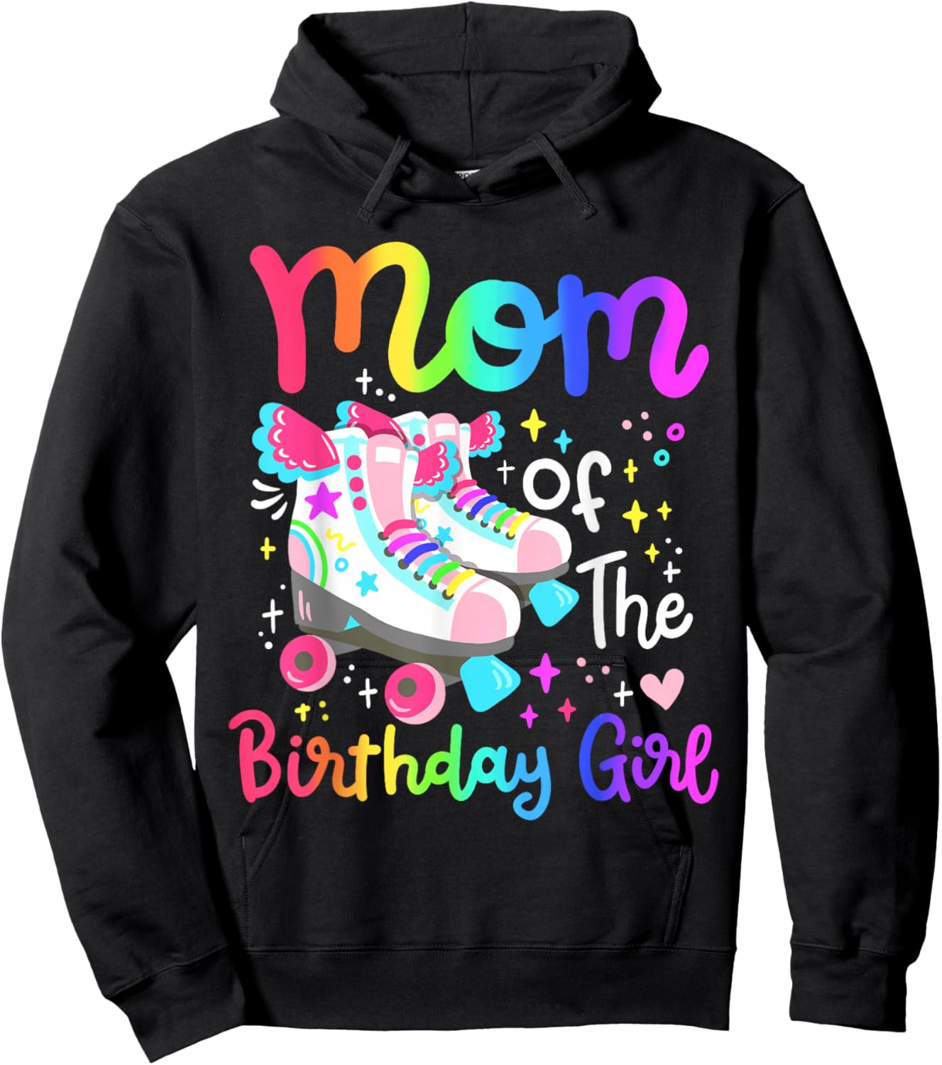 Mom of the Birthday Girl Skater Roller Skate Family Party Hoodie - Hoodie | Black