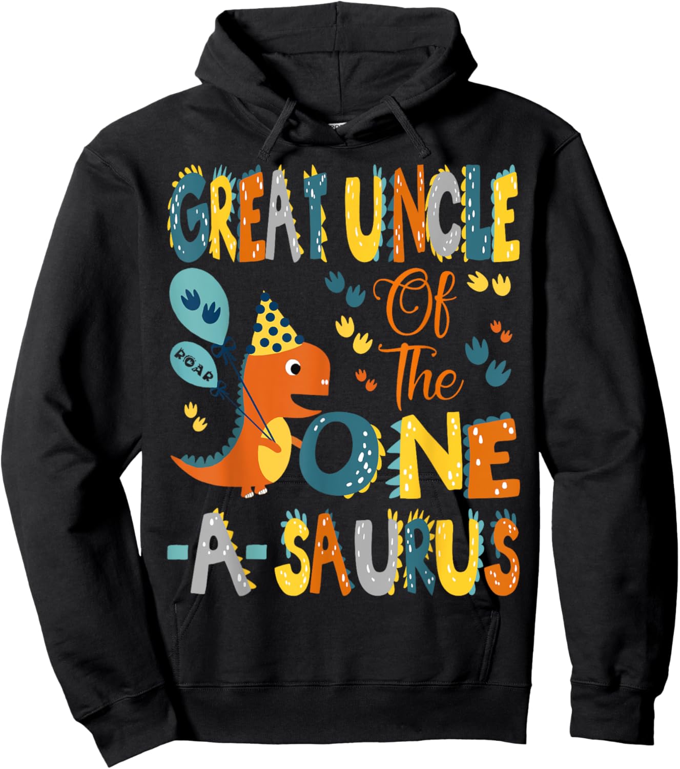 Great Uncle Of The One-A-Saurus 1St Birthday Dinosaur Party Hoodie - Hoodie | Black