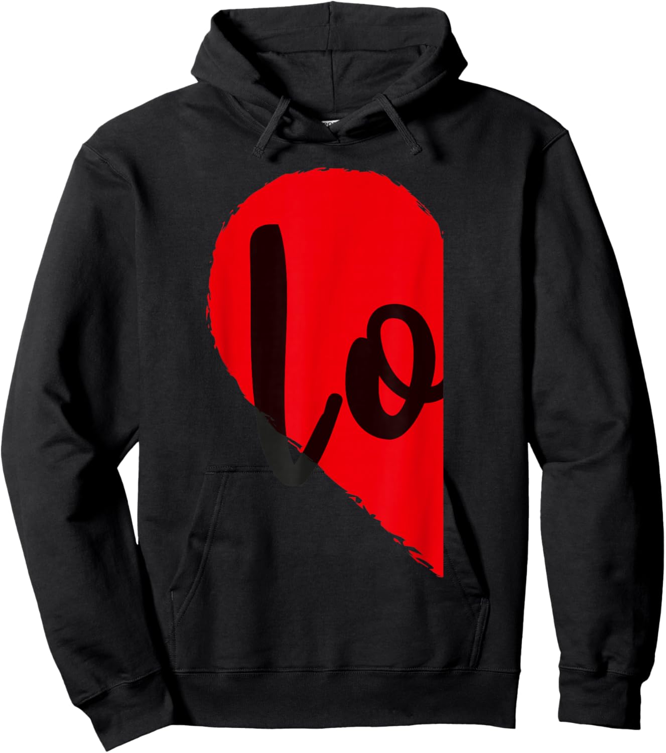 Couple Half Heart Love Funny Valentine's Day Women Men Adult Hoodie - Hoodie | Black