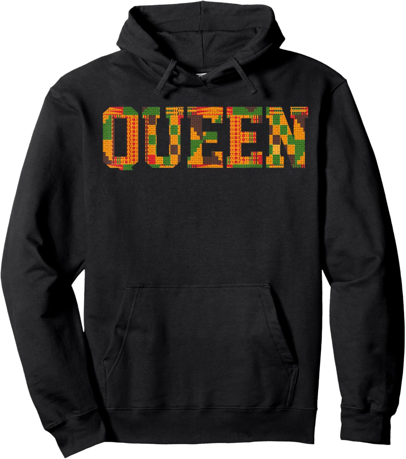 African Queen Art Girls Kente Cloth African Print Hoodie - Hoodie | Black