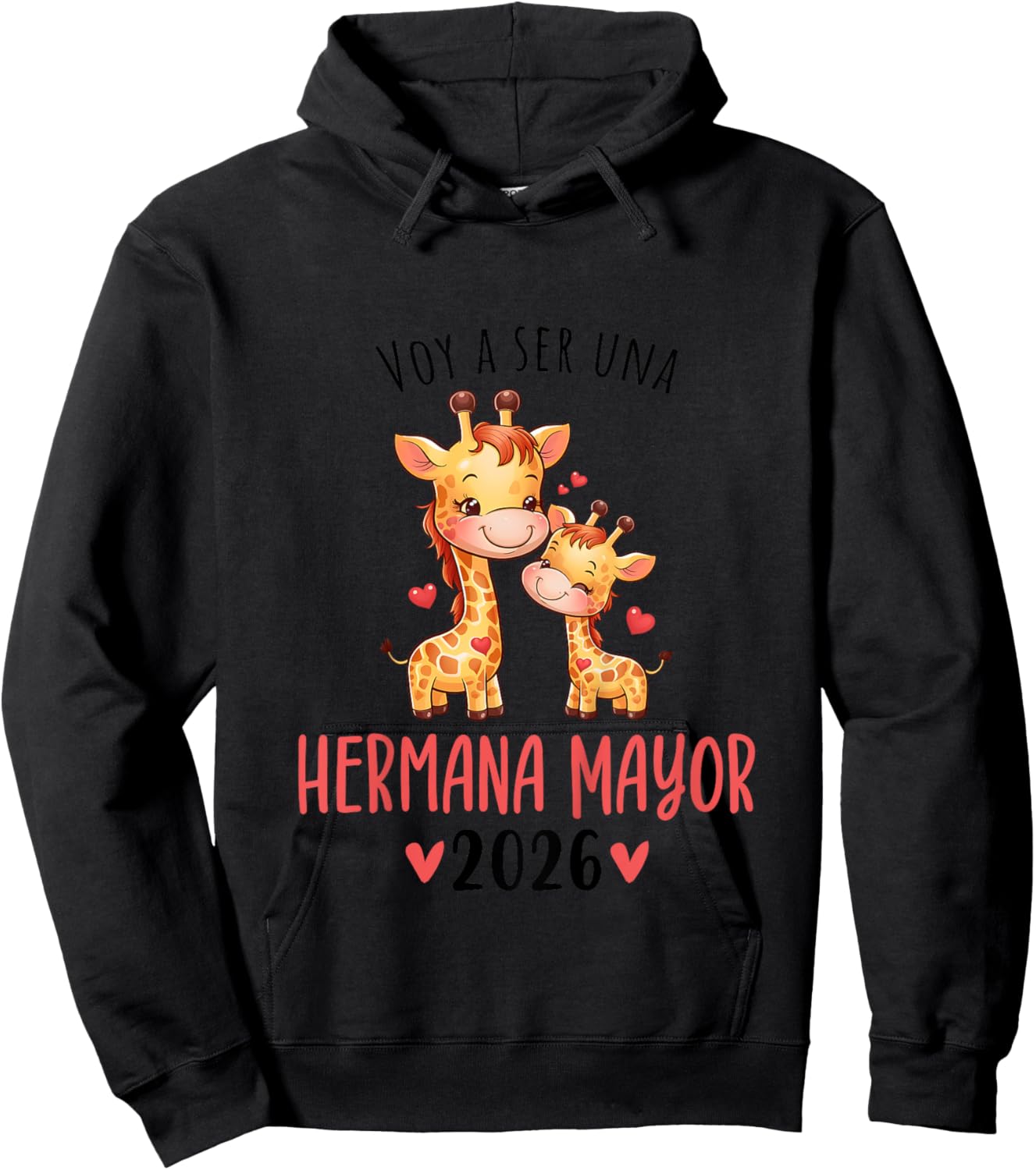 Promoted To Big Sister 2026 Spanish Hermana Mayor 2026 Hoodie - Hoodie | Black
