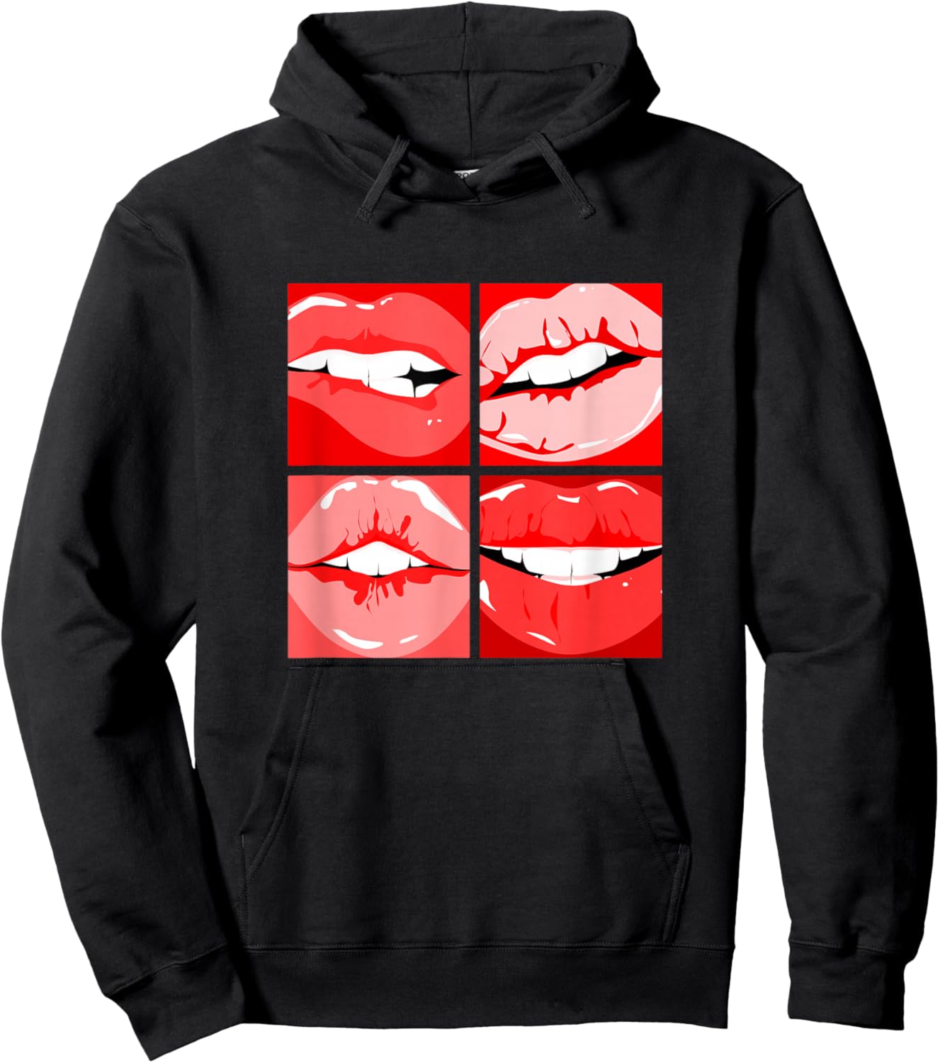 Red Read My Lips Red Graphic Hoodie - Hoodie | Black
