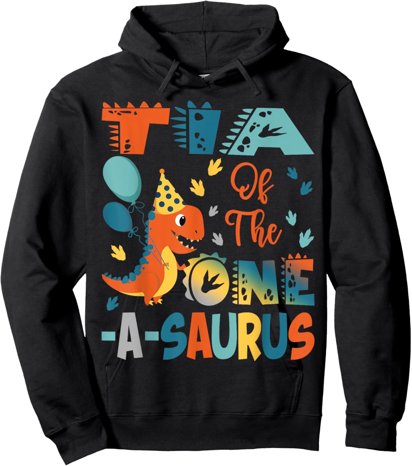 Tia Of The One-A-Saurus 2Nd Birthday Dinosaur Party Hoodie - Hoodie | Black