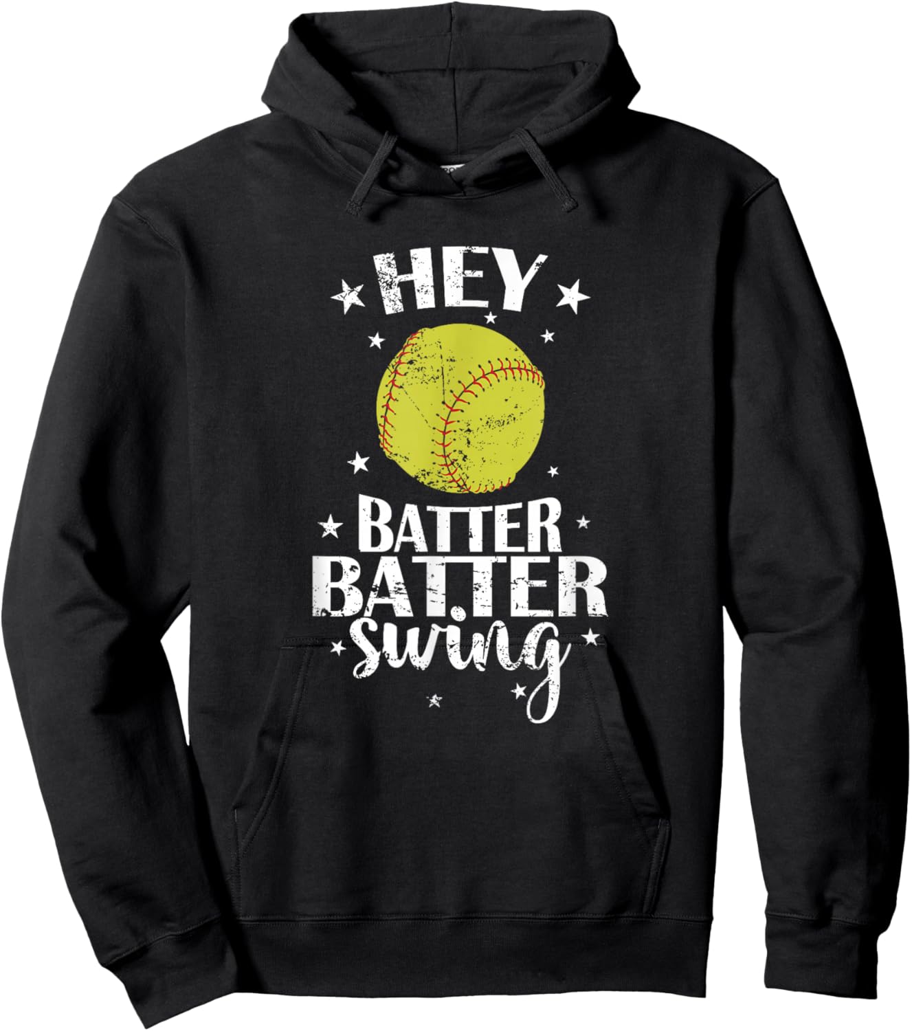 Hey Batter Batter Swing Softball Hoodie - Hoodie | Black