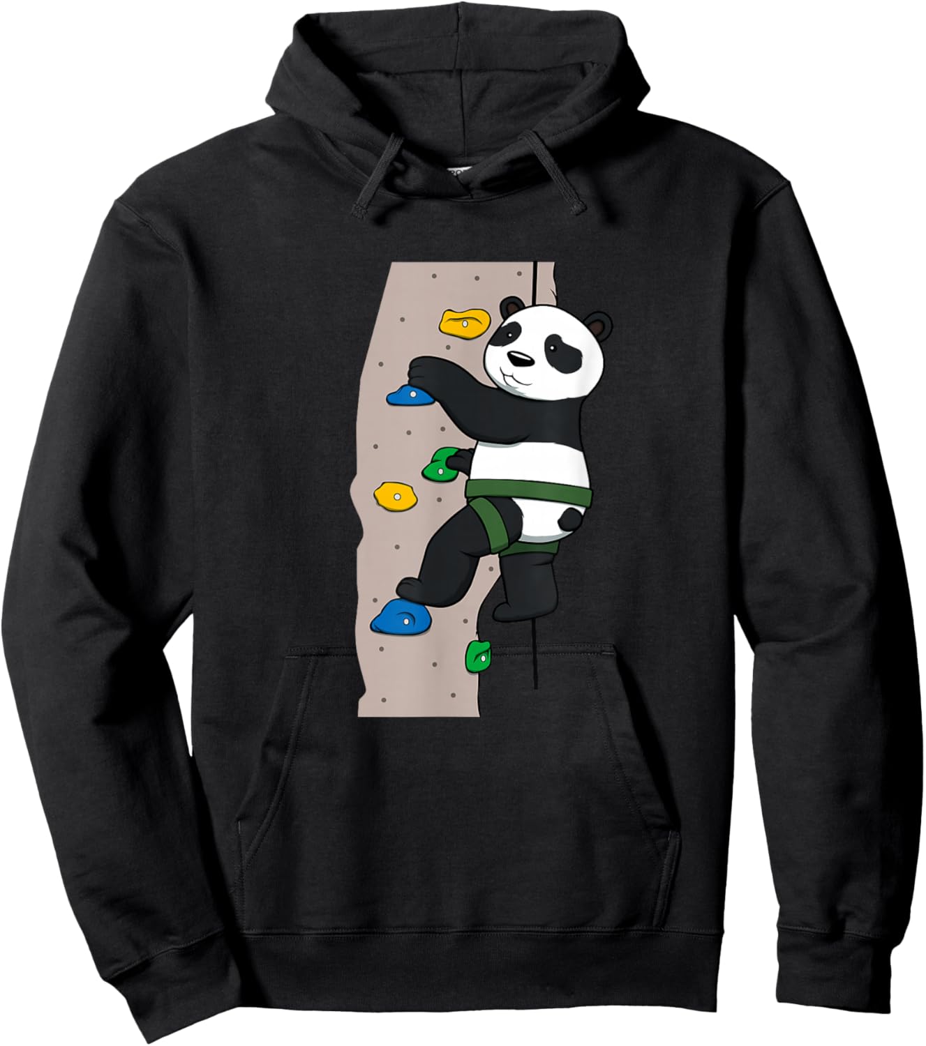 Cute Panda Rock Climber Illustration | Fun Climbing Animal Hoodie - Hoodie | Black
