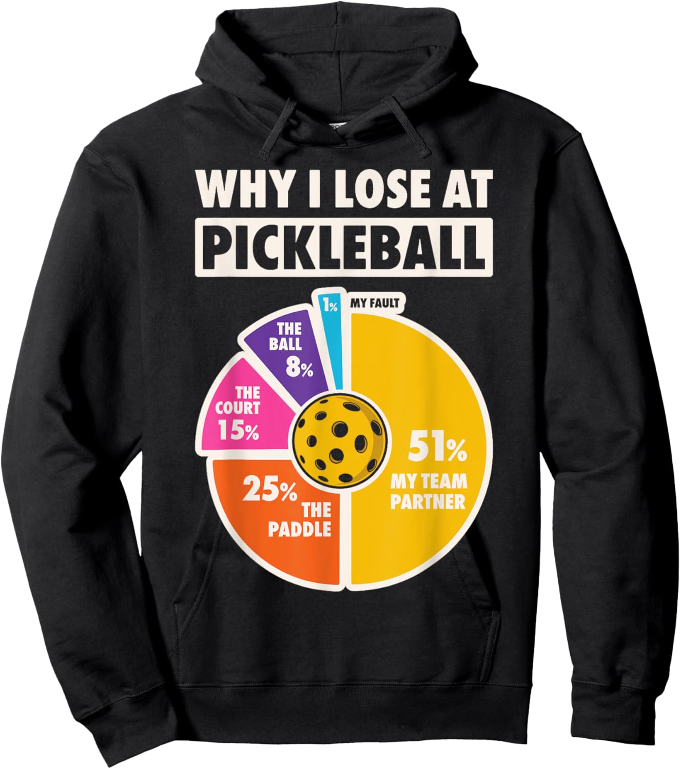Why I Lose At Pickleball Funny Paddleball Players Men Humor Hoodie - Hoodie | Black