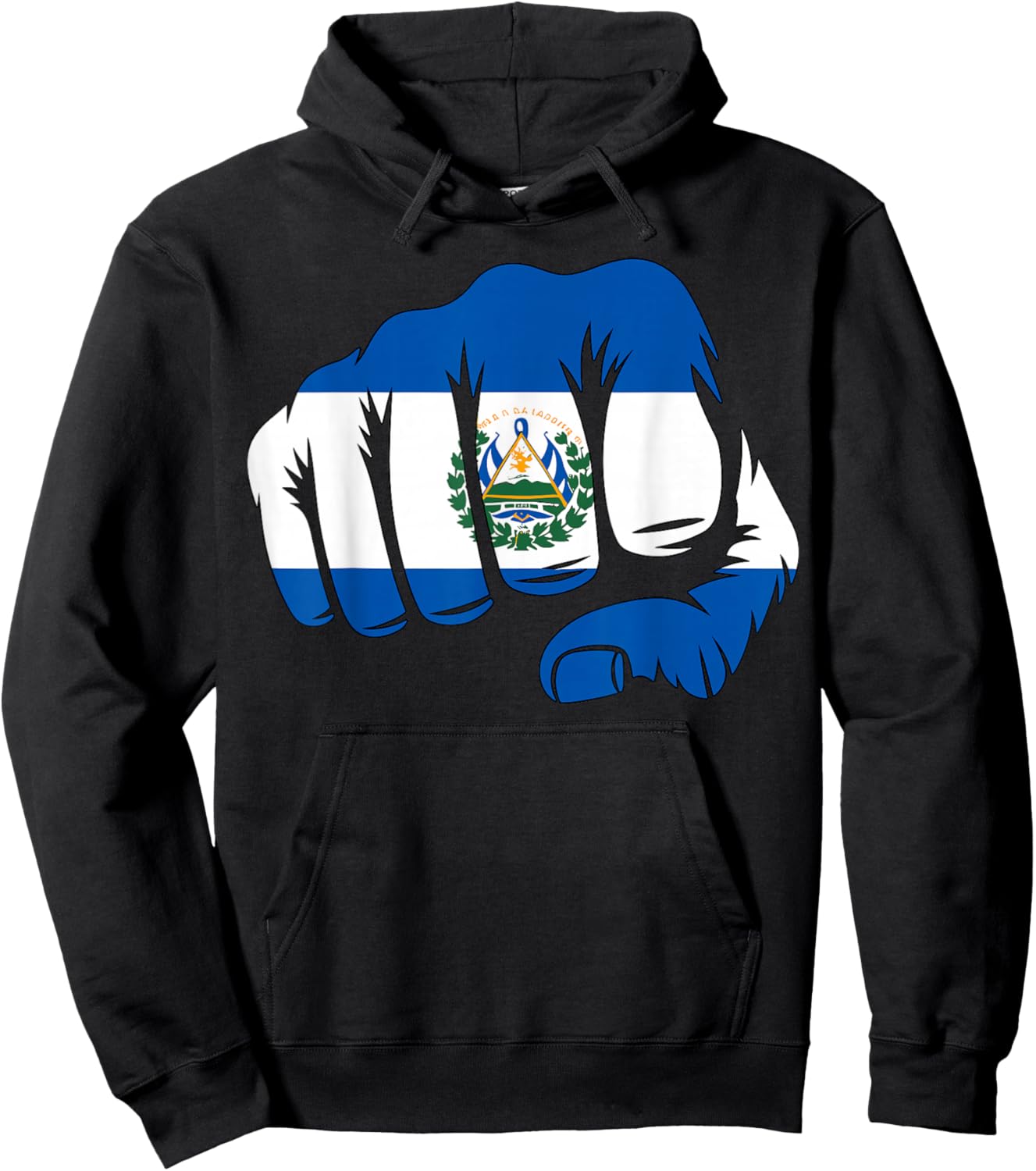 El Salvador Flag Fist Hoodie - Hoodie | Black