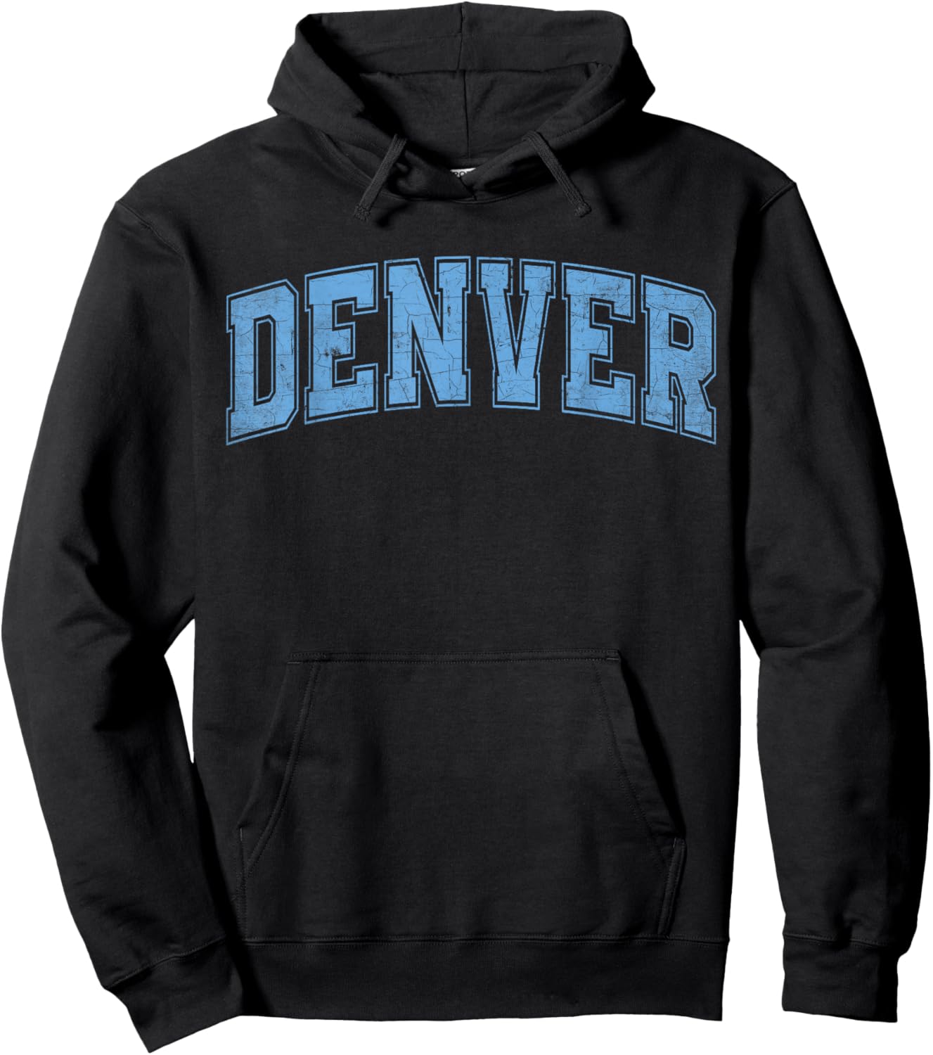 Denver Light Blue Vintage Style Retro Text Hoodie - Hoodie | Black