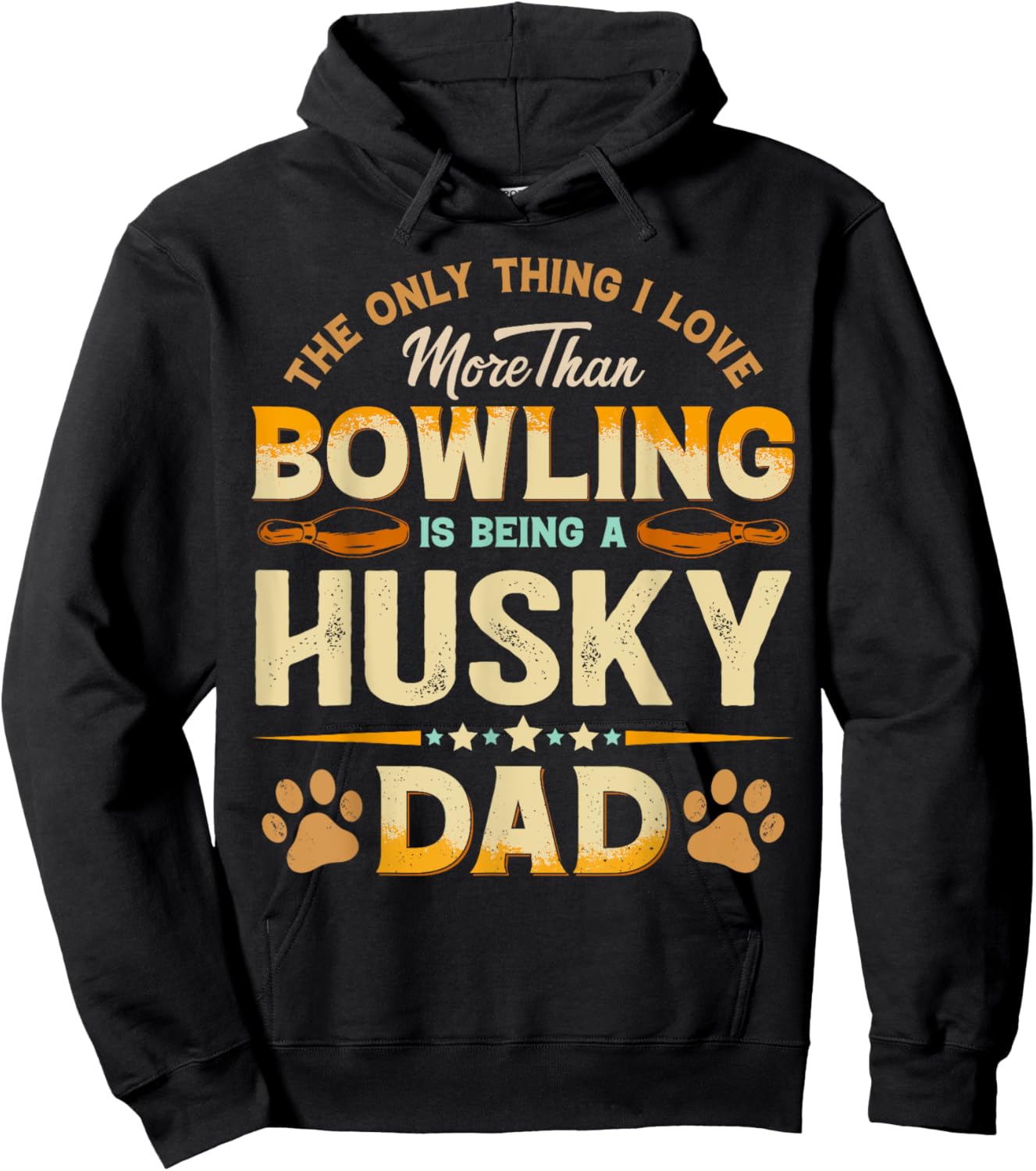 Funny Bowling Father's Day - Husky Dad Dog Lover Hoodie - Hoodie | Black
