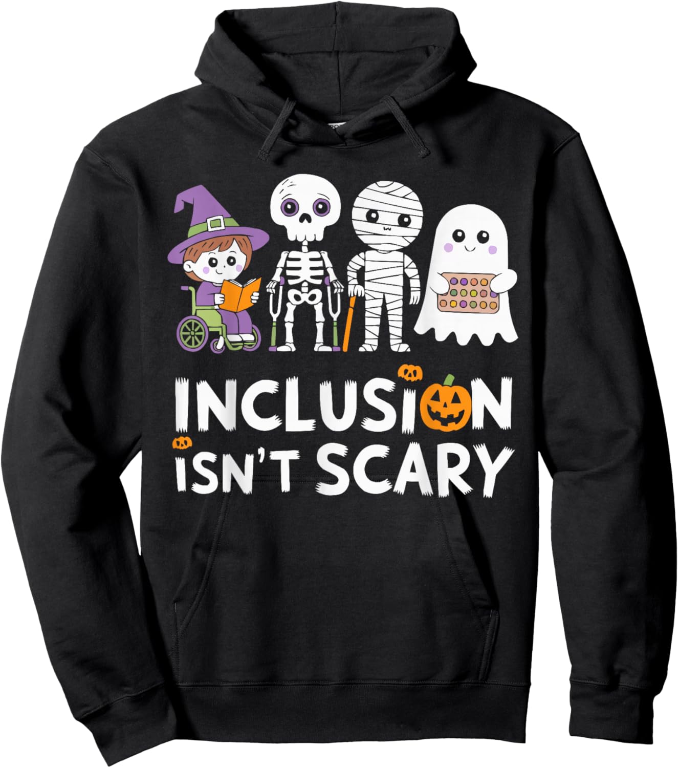 Inclusion Halloween Autism Spooky Inclusivity Trick Or Treat Hoodie - Hoodie | Black