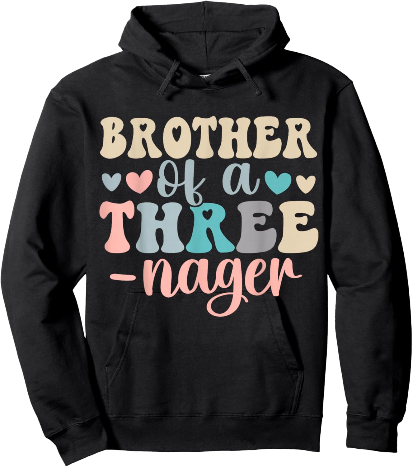 Brother of A Threenager 3rd Birthday Matching Family Boho Hoodie - Hoodie | Black