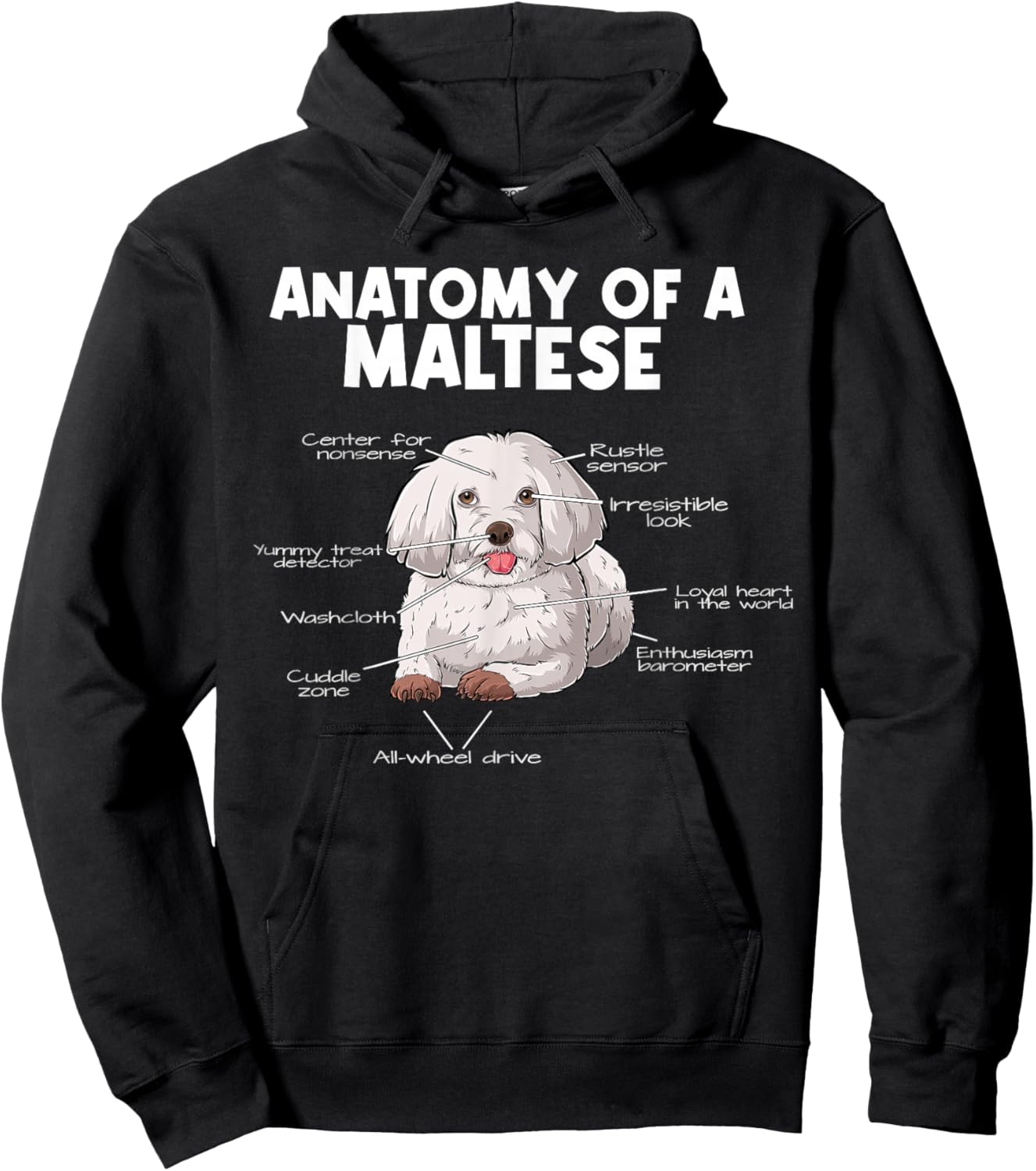 Anatomy of a Maltese Hoodie - Hoodie | Black