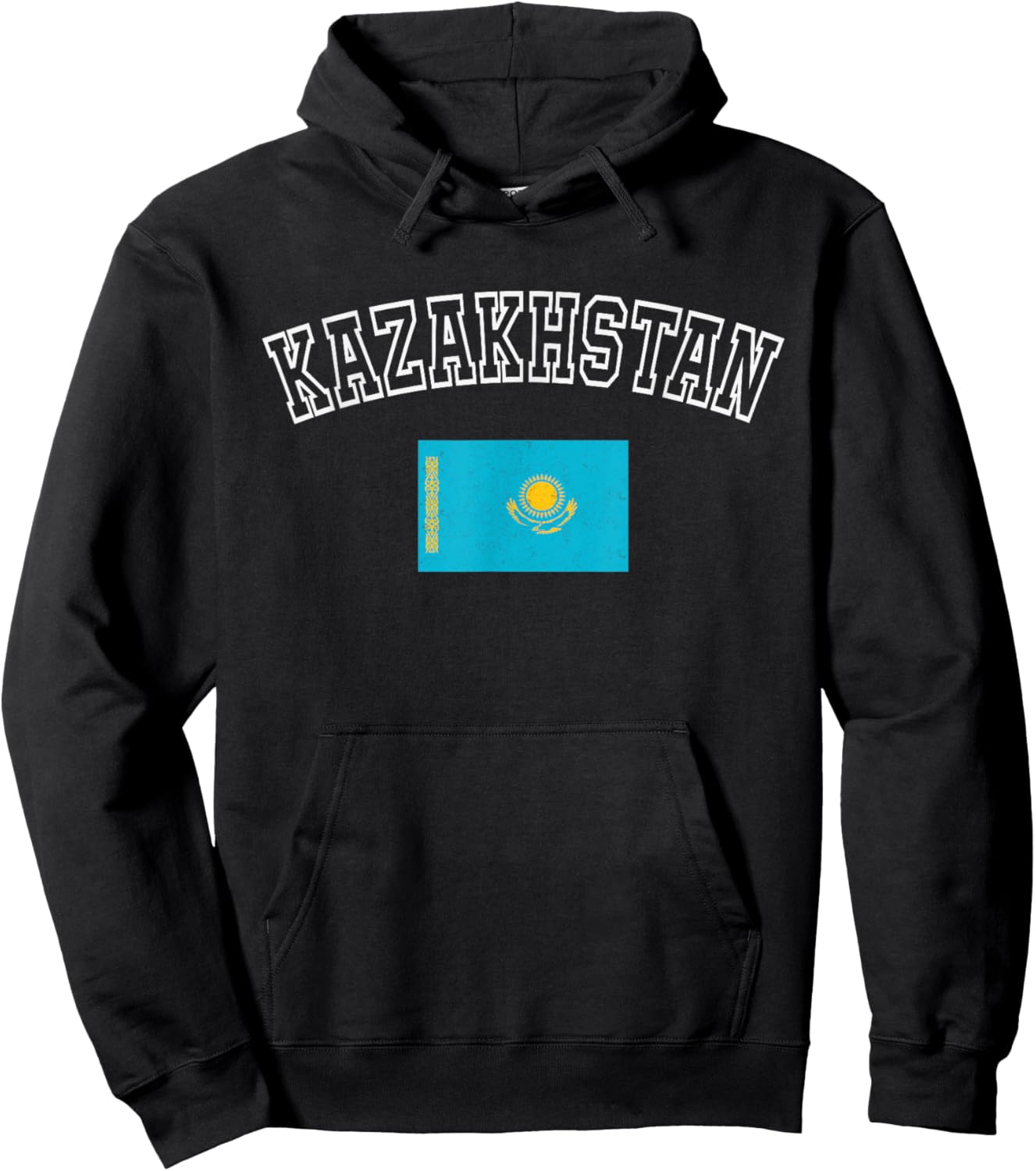 Kazakhstan Flag Vintage Distressed Retro Heritage Design Hoodie - Hoodie | Black