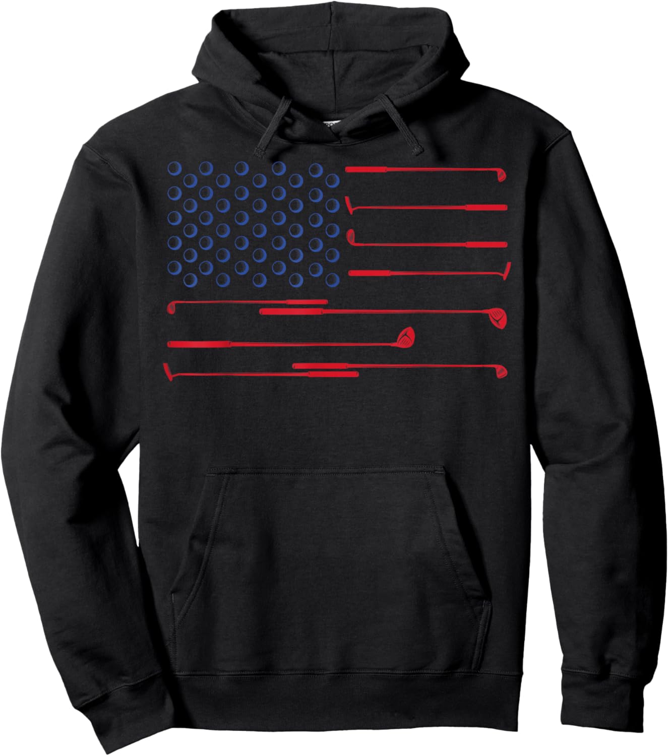 American Flag Golf Club Patriotic 4th of July Memorial Day Hoodie - Hoodie | Black