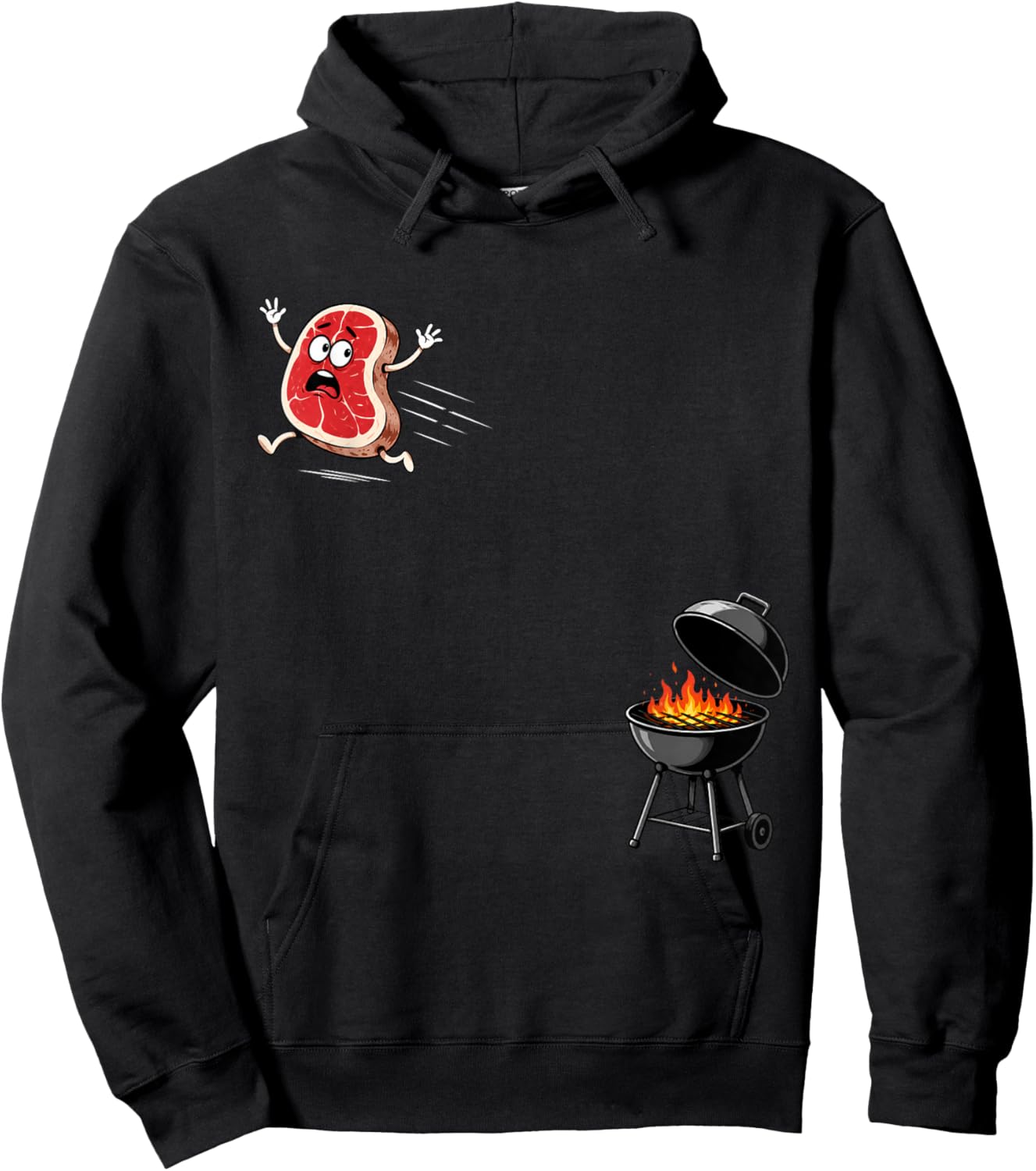 Steak Dive Funny Flying Steak BBQ Grilling Cartoon Humor Hoodie - Hoodie | Black