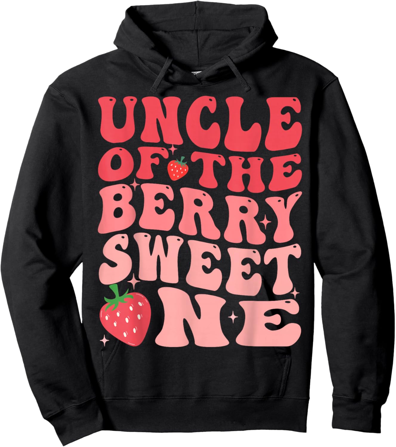 Uncle Of The Berry Sweet One 1st Birthday Strawberry Hoodie - Hoodie | Black