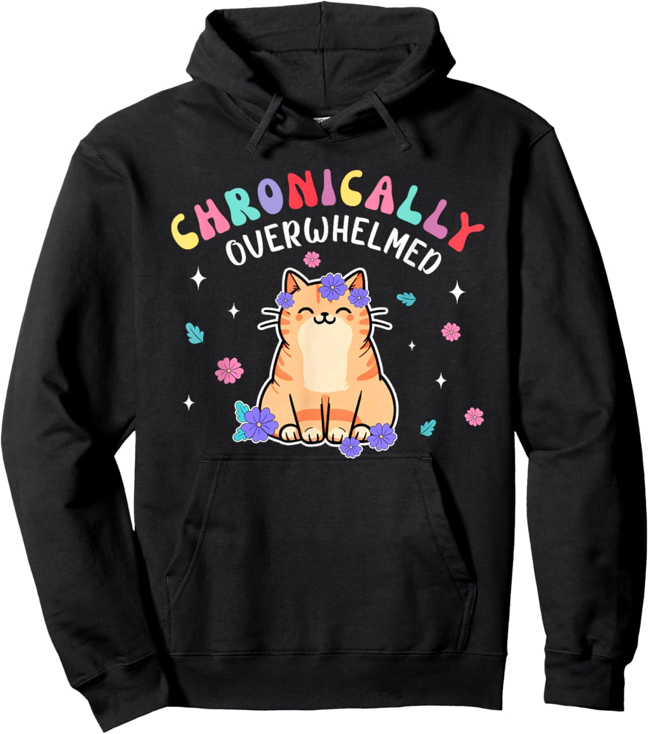 Autism Cat Chronically Overwhelmed Anxiety Spoonie ADHD Hoodie - Hoodie | Black