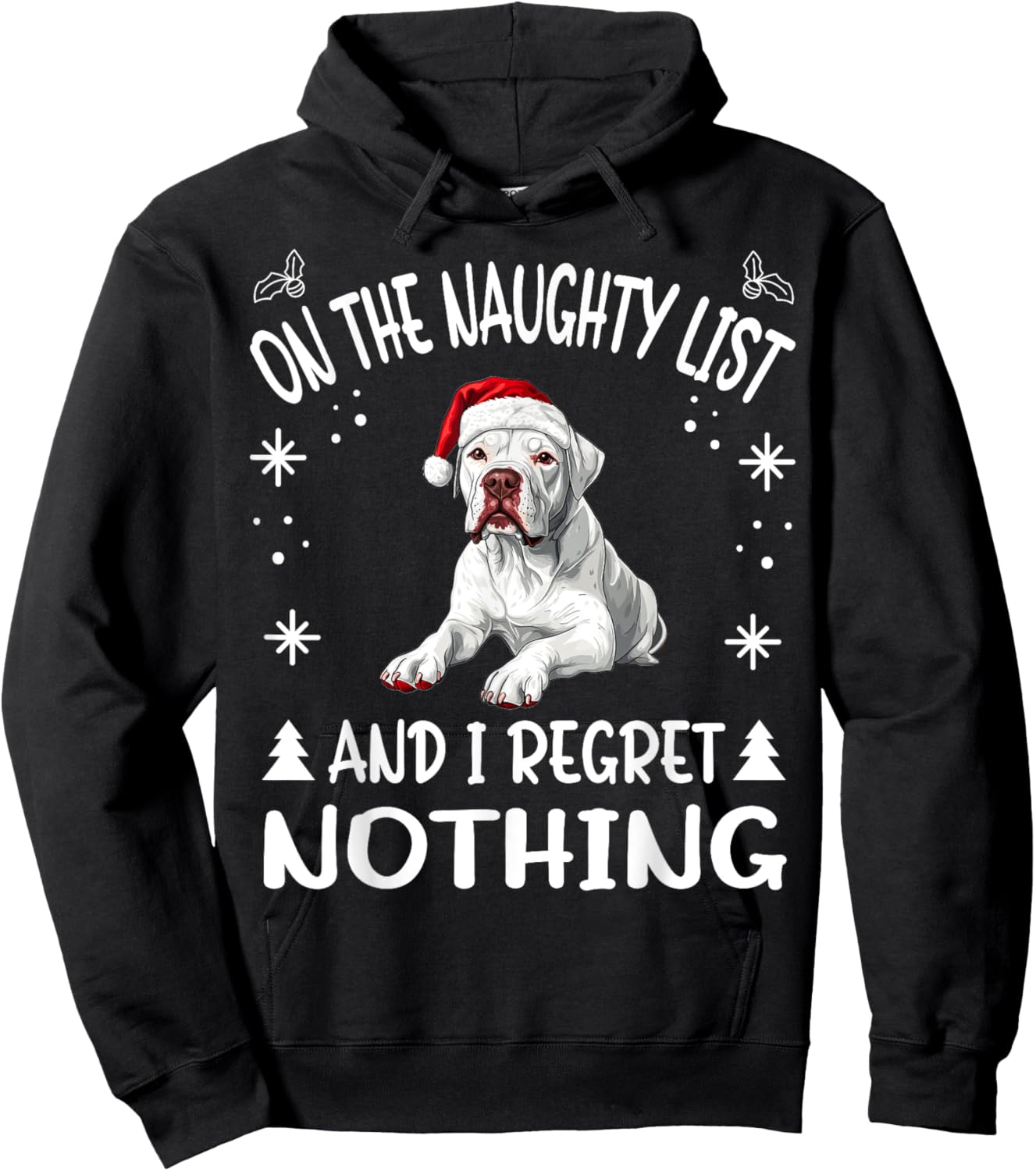 Cute Dogo Argentino Dog Christmas On The Naughty List and I Women Hoodie - Hoodie | Black