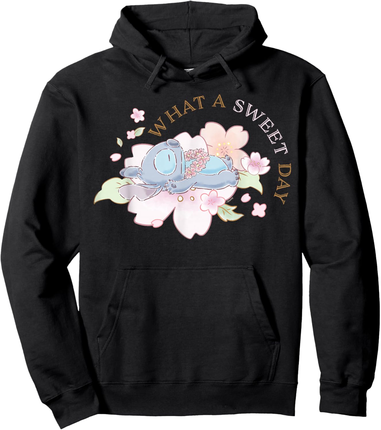 Disney Stitch What a Sweet Day Sakura Spring Cherry Blossom Hoodie - Hoodie | Black