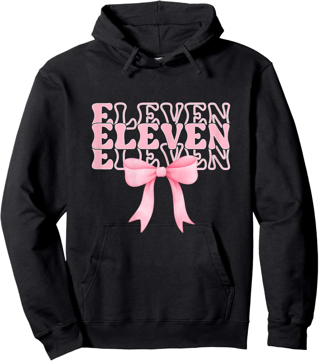 11th Coquette Bow Birthday Girl Official Preteen Eleven Pink Hoodie - Hoodie | Black