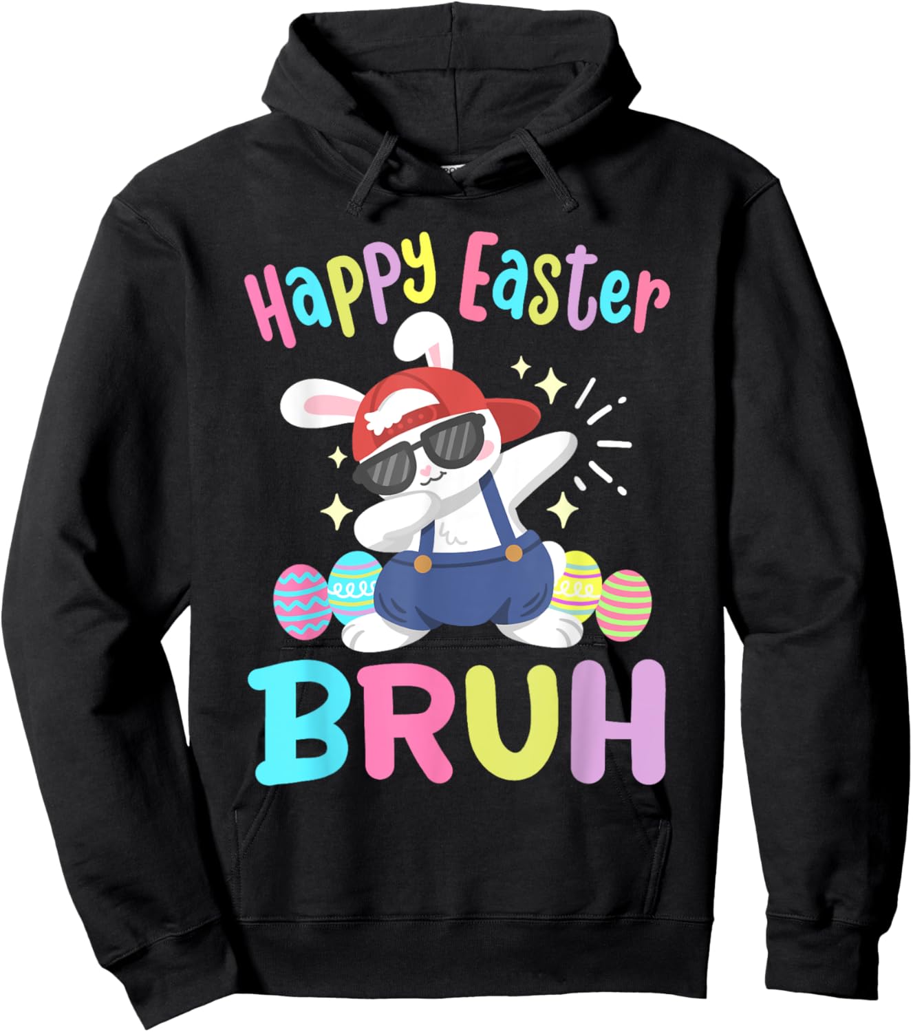 Happy Easter Bruh Funny Dabbing Bunny Dab Dance Rabbit Kids Hoodie - Hoodie | Black