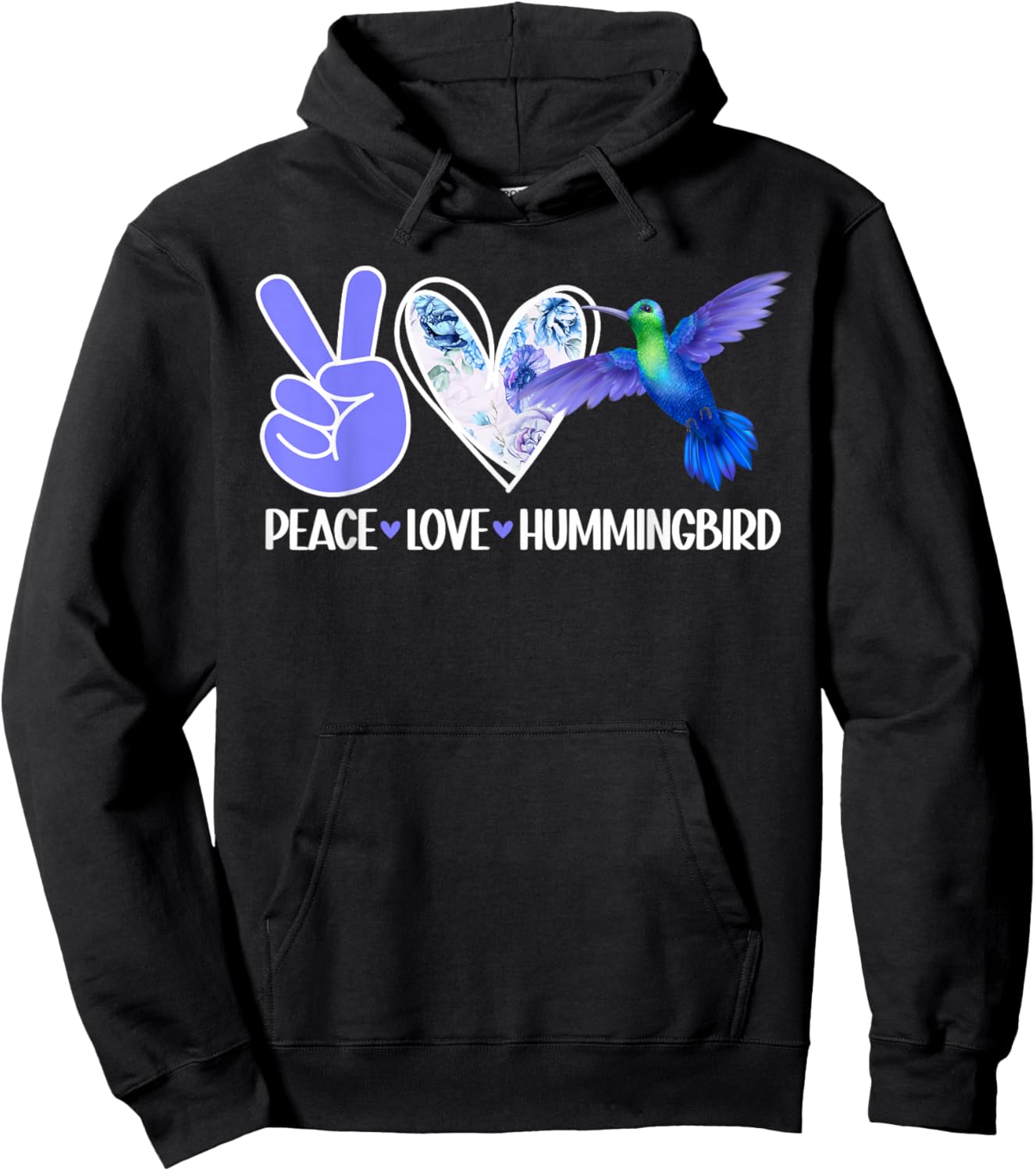 Peace Love Hummingbird Lover Hummingbirds Hoodie - Hoodie | Black