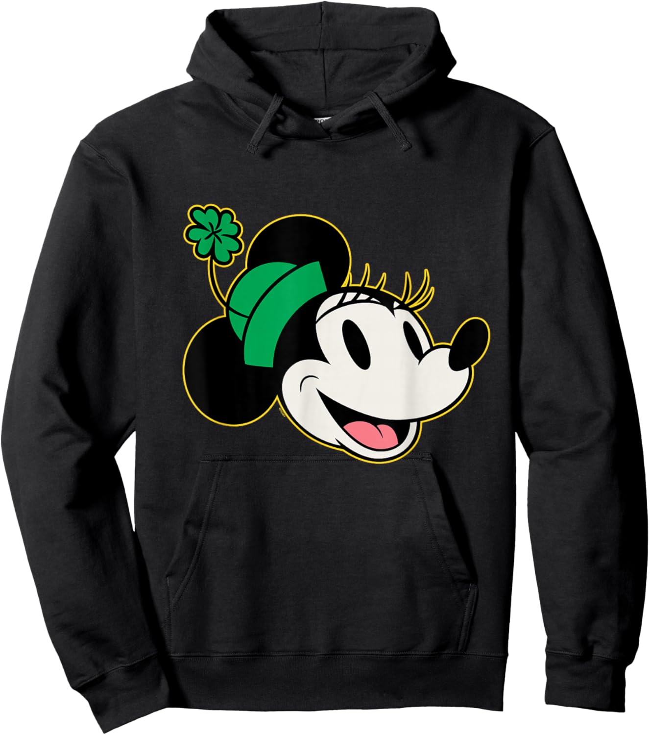 NEW Disney Minnie Mouse St. Patrick's Day Vintage Big Face Hoodie - Hoodie | Black