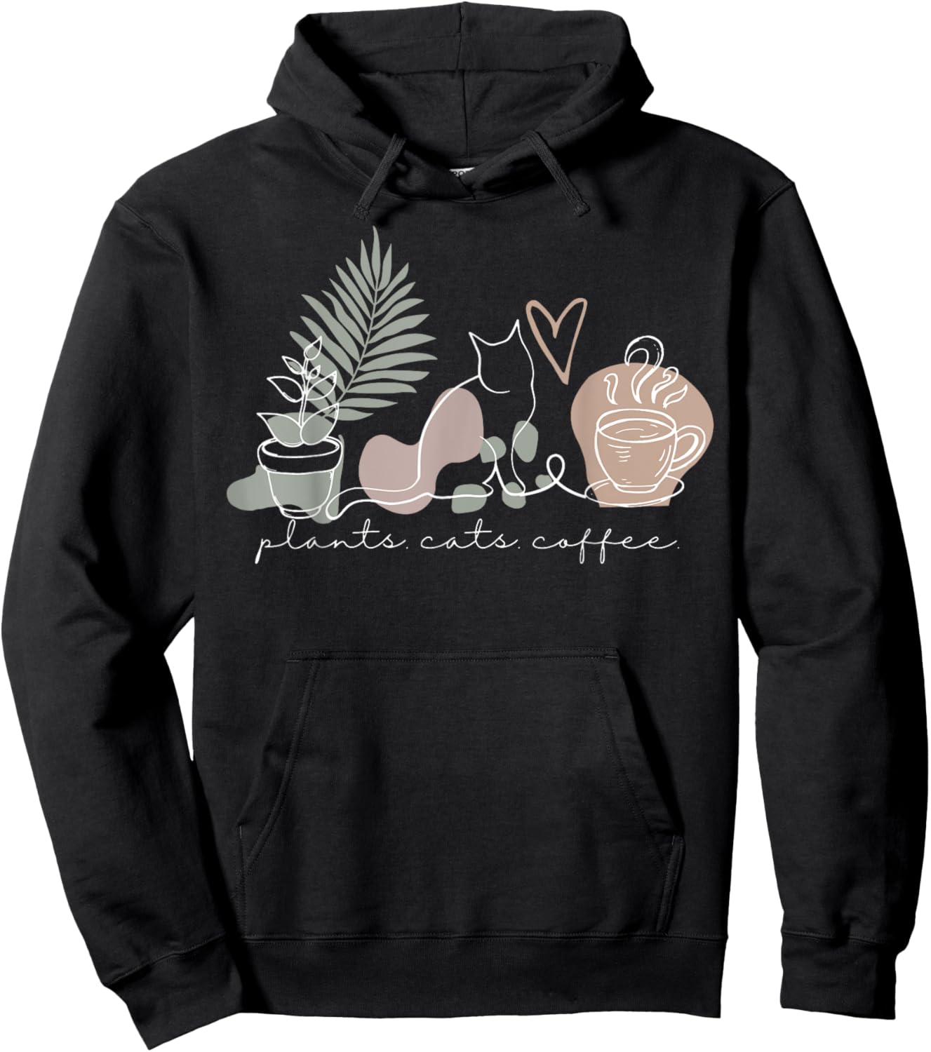 Plants Cats Coffee Cat Lover Gardening Succulent Plants Women Hoodie - Hoodie | Black
