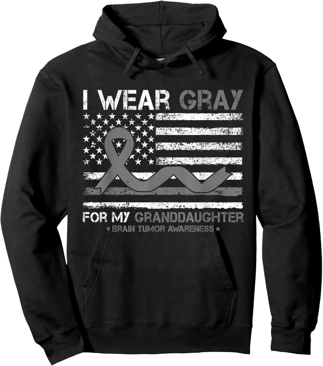 I Wear Gray For My Granddaughter Brain Tumor Awareness Hoodie - Hoodie | Black