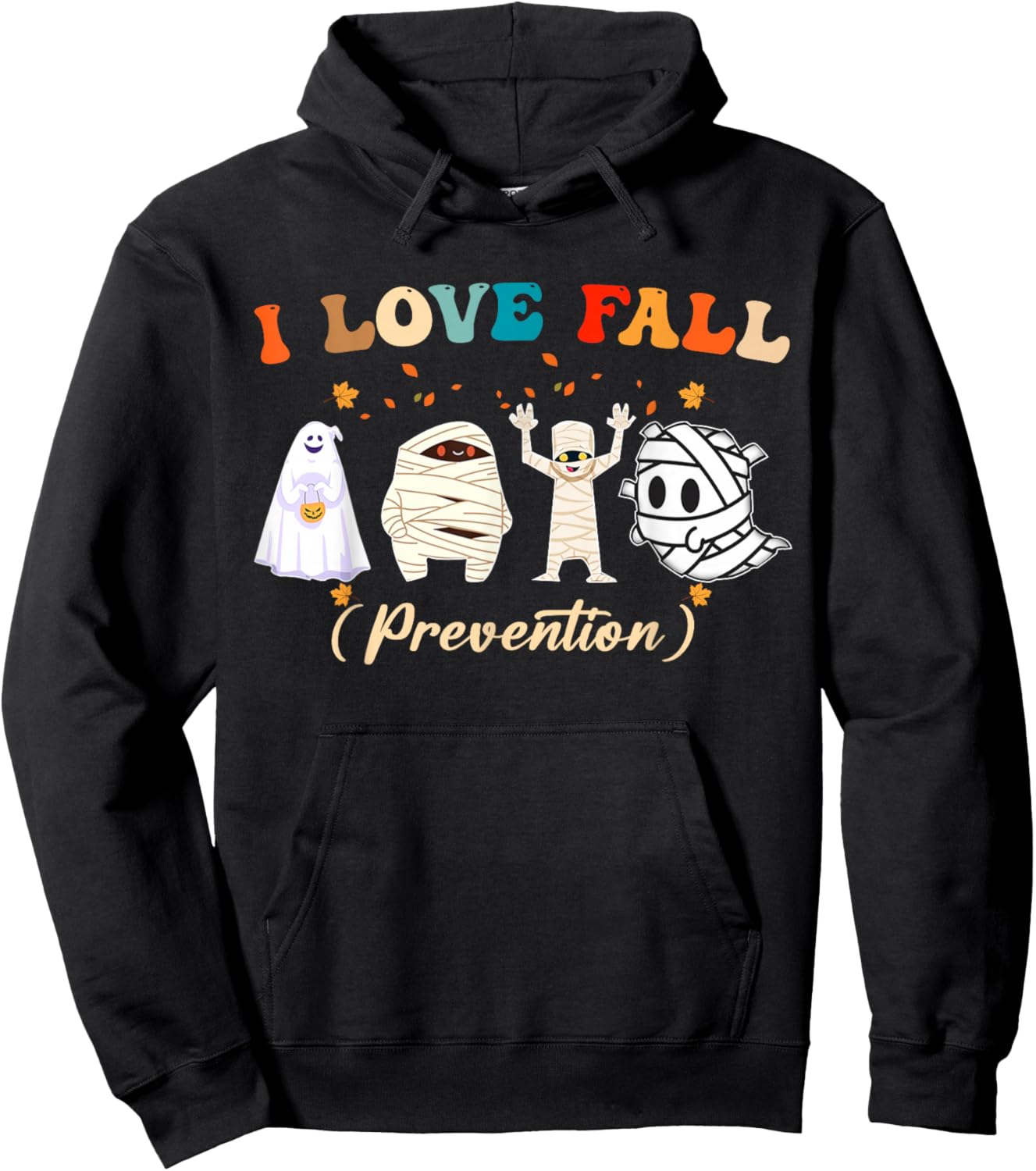 Retro I Love Fall Prevention Fall Nurse Ghost Halloween Hoodie - Hoodie | Black