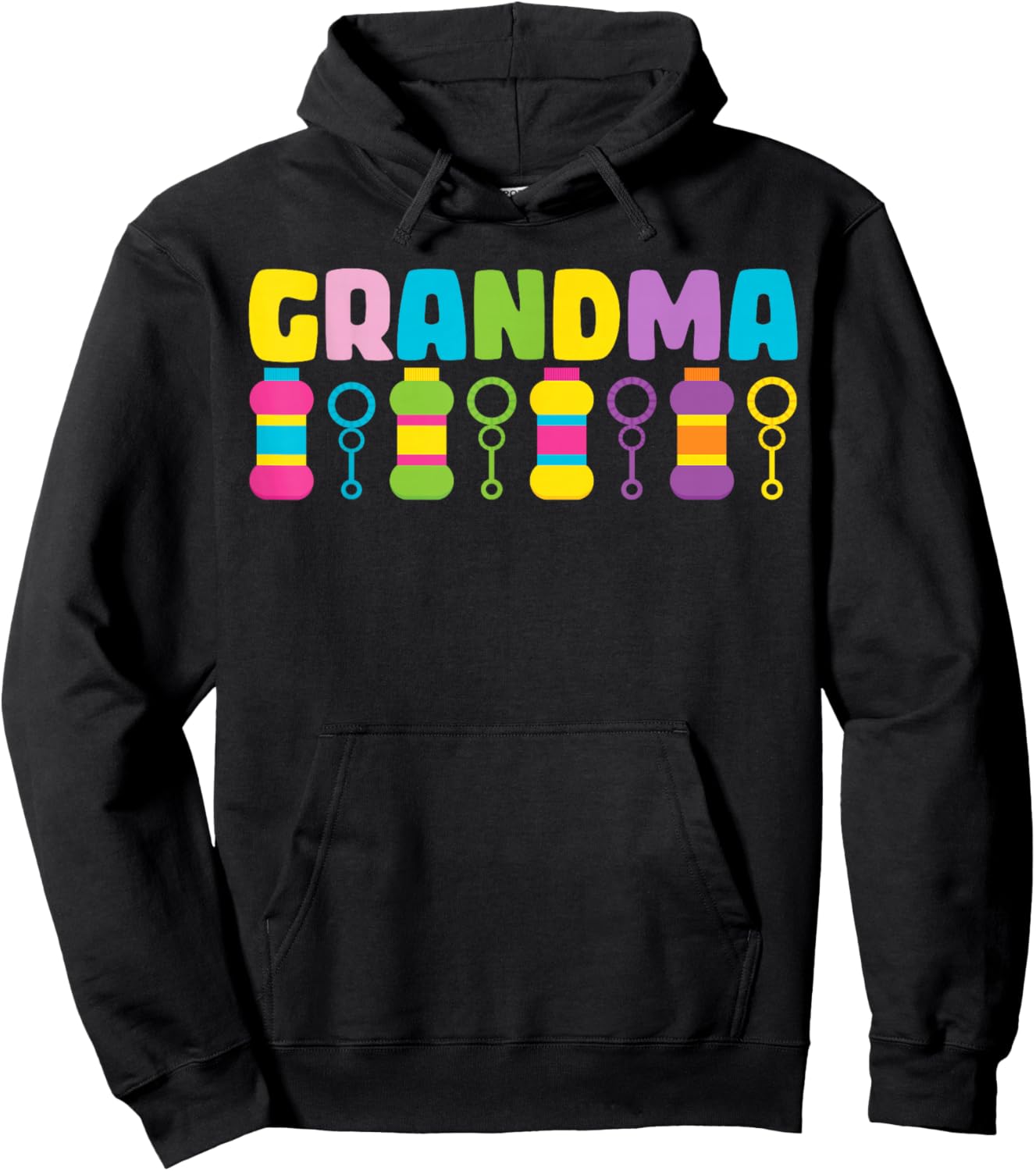 Grandma Bubble Birthday Party Bubble Wands Themed Matching Hoodie - Hoodie | Black
