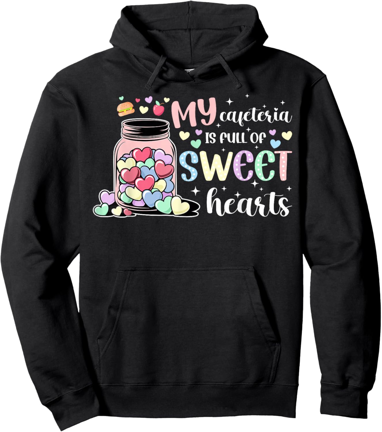 Lunch Lady Valentine Lunch Ladies Valentines Day Hoodie - Hoodie | Black