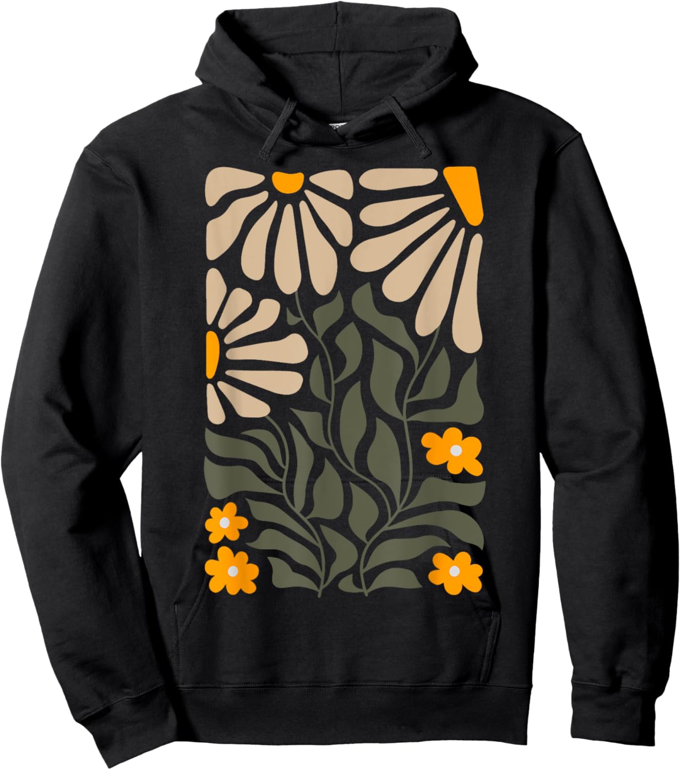 Vintage Matisse Style Wild Flowers Hoodie - Hoodie | Black