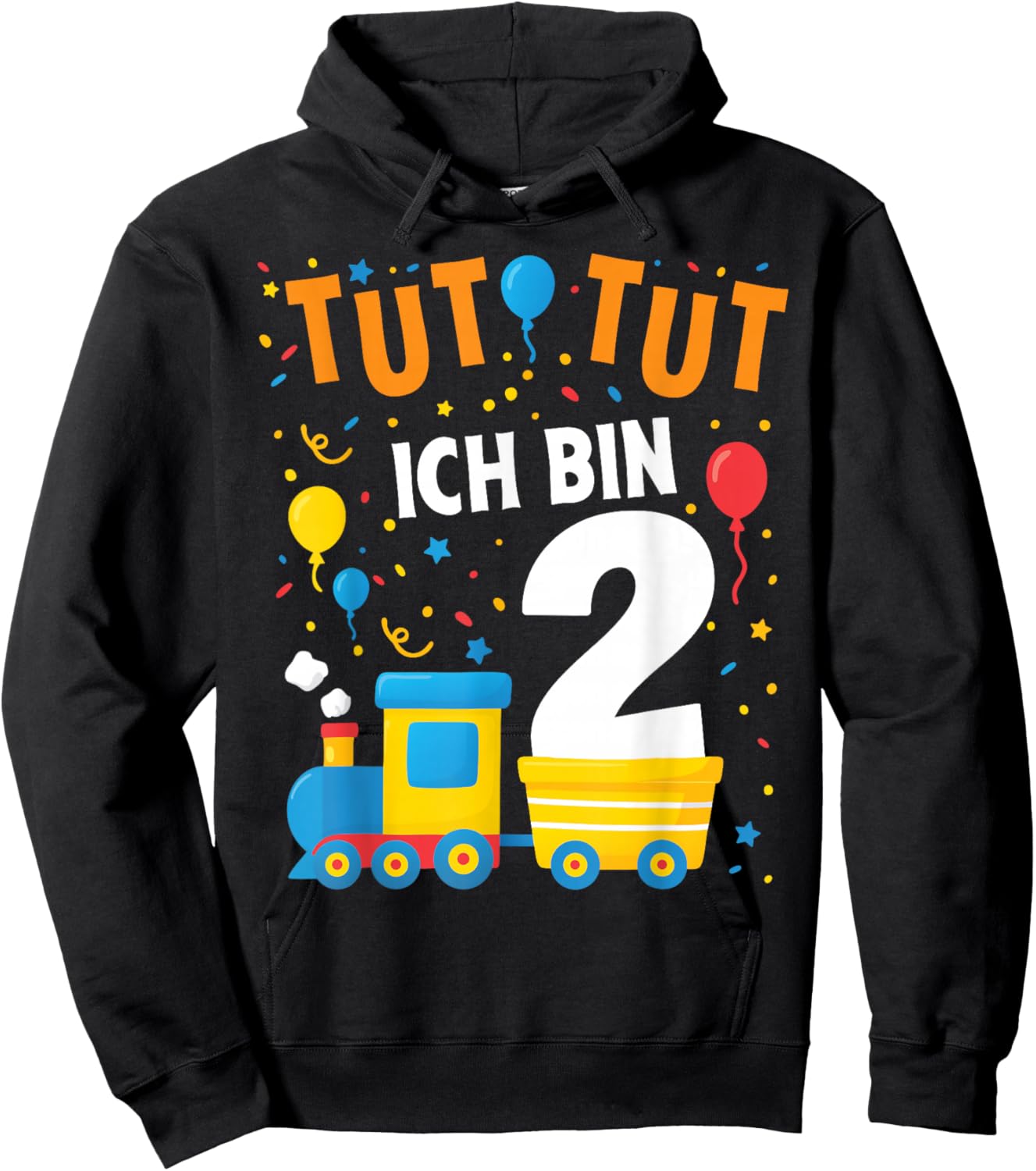 2nd Birthday Train Railway Locomotive Boy 2nd Birthday Hoodie - Hoodie | Black
