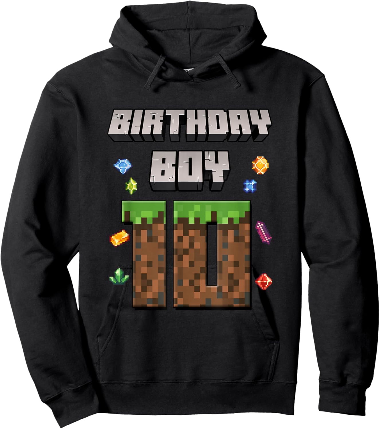 10th Birthday 10 Years Old Video Gamer Pixel Birthday Boys Hoodie - Hoodie | Black