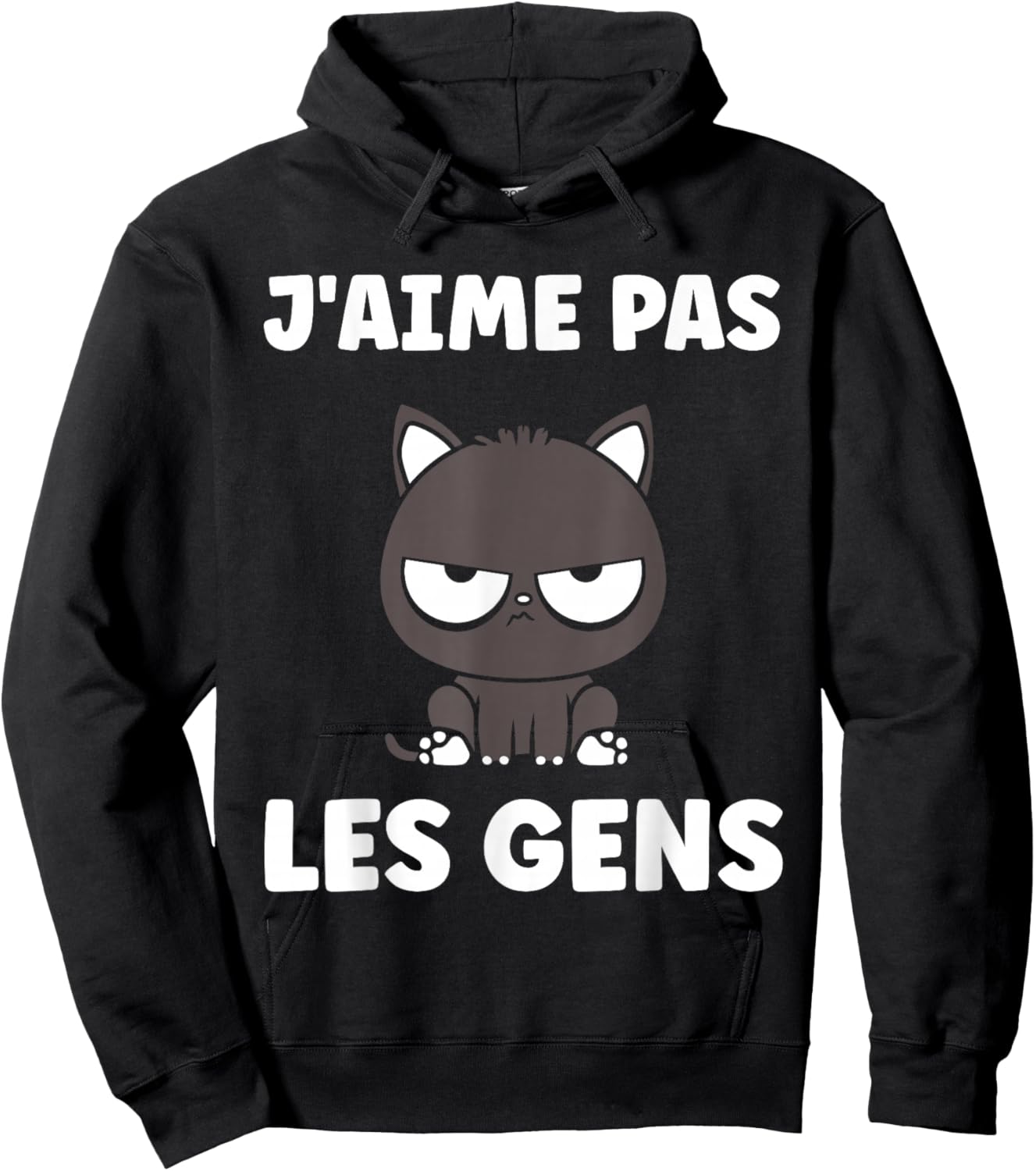 Funny Simple Cat Cute Grunt Funny I Love Not People Hoodie - Hoodie | Black