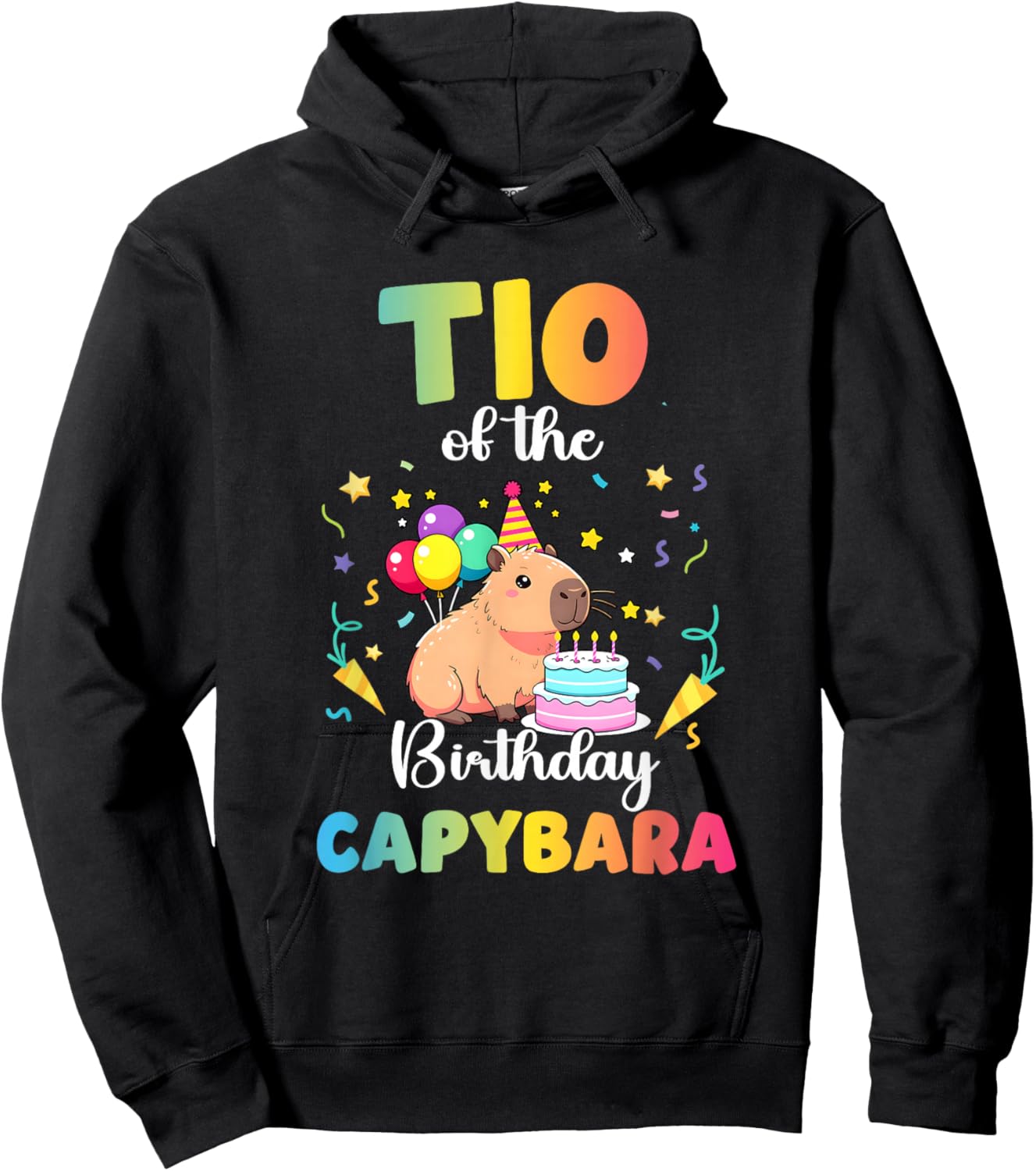 TIO of The Birthday Girl Capybara Bday Party Family Hoodie - Hoodie | Black