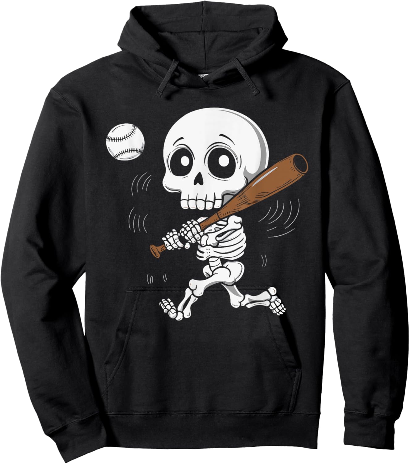 Skeleton Playing Baseball Hoodie - Hoodie | Black
