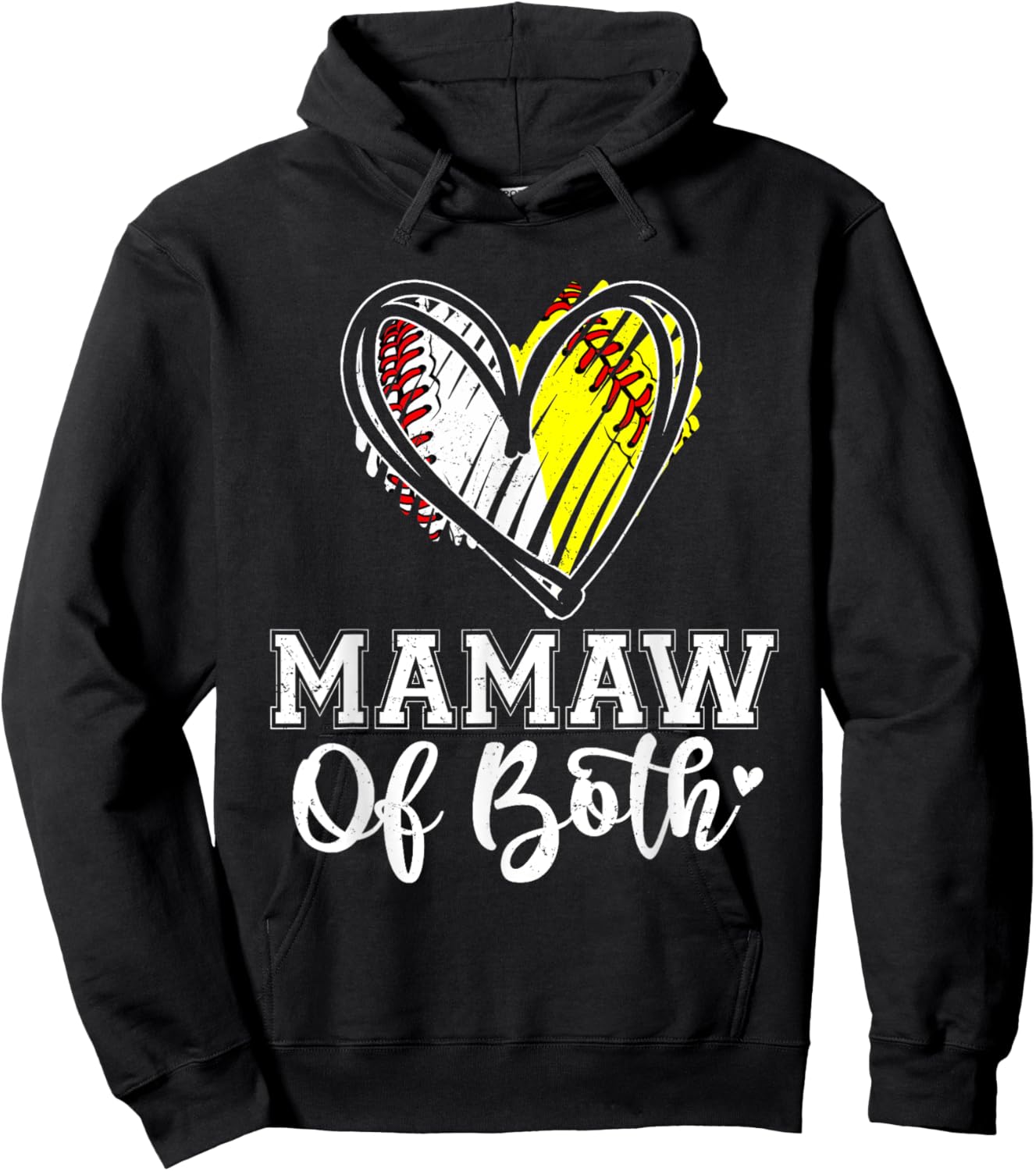 Mamaw Of Both Baseball Softball Mamaw Mothers Day Hoodie - Hoodie | Black