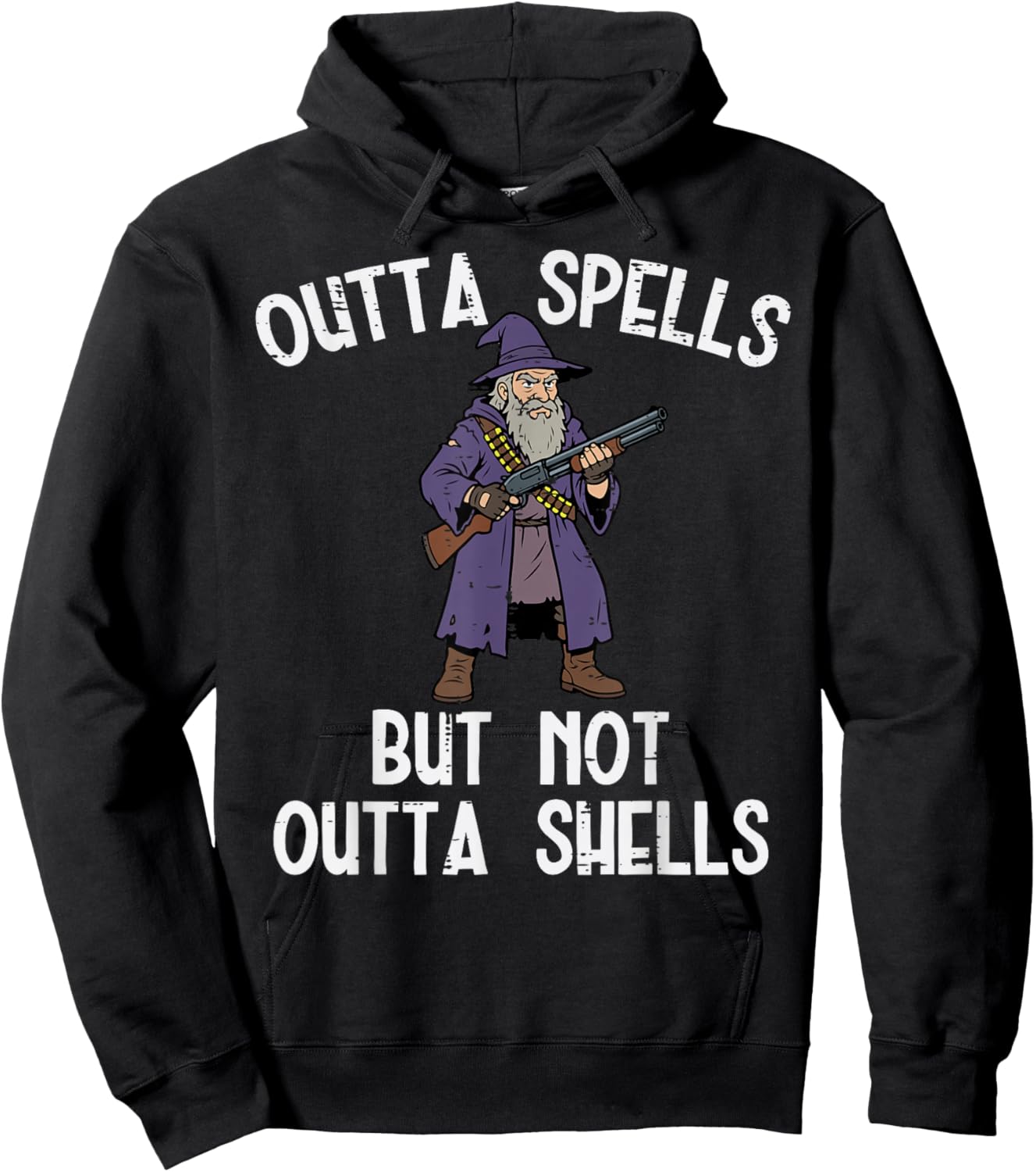 Wizard Outta Spells But Not Outta Shells Funny Saying Men Hoodie - Hoodie | Black