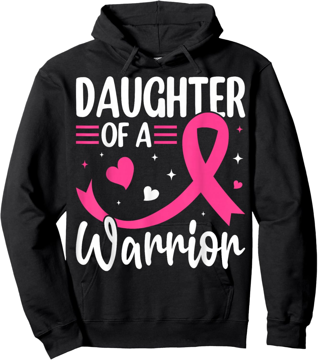 Daughter of a Warrior Breast Cancer Awareness Design Hoodie - Hoodie | Black